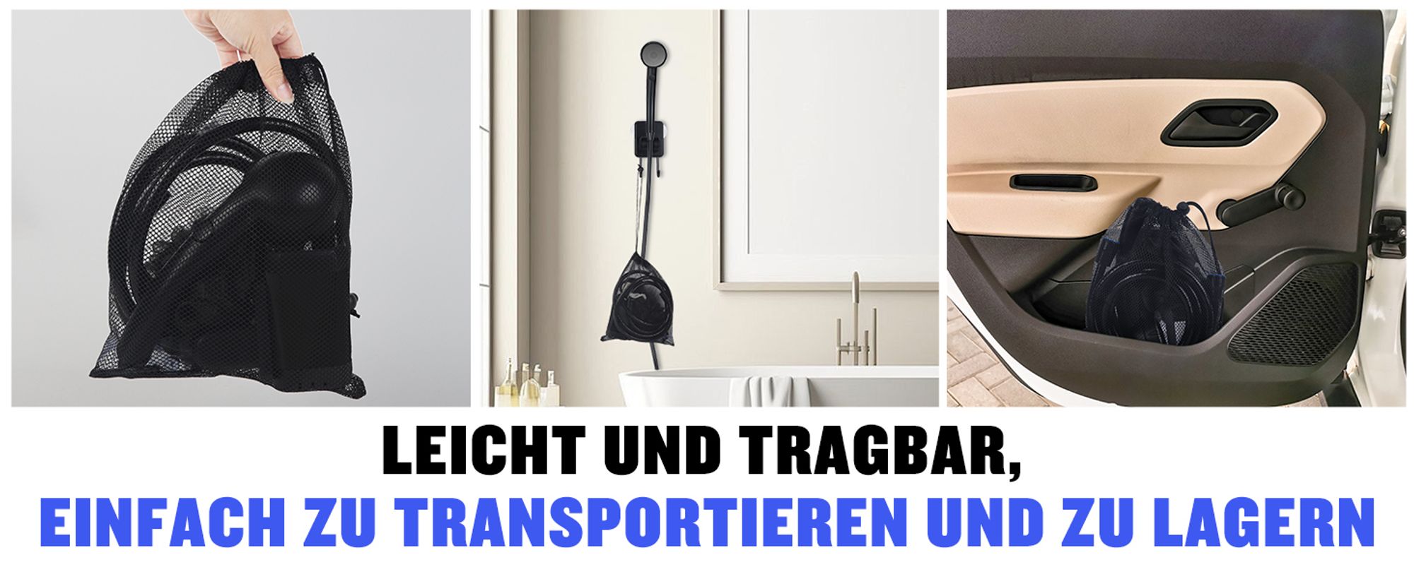 Tragbare Campingdusche,[6000 mAh] ,Pump- und Temperaturanzeige,mit Duschkopf und 2 m Schlauch für Garten, Waschen des Autos, Strand, Camping, Haustier