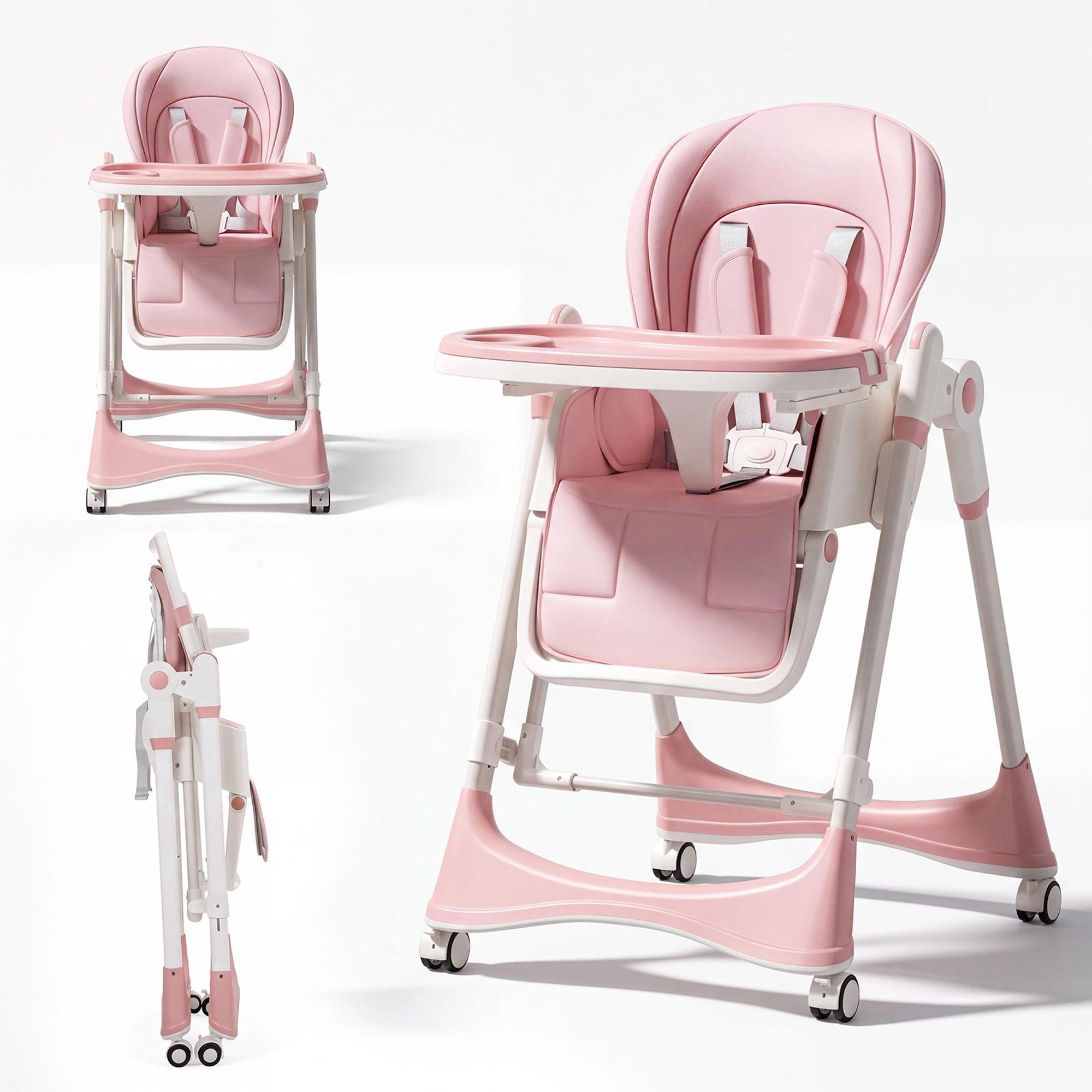 OYAJIA 2in1 Dining Swing Mode Baby Hochstühle, Baby-Hochstuhl Kleinkind-Esszimmerstuhl, Multifunktional Faltbar Umwandelbar mit 6 Verstellbaren Höhen