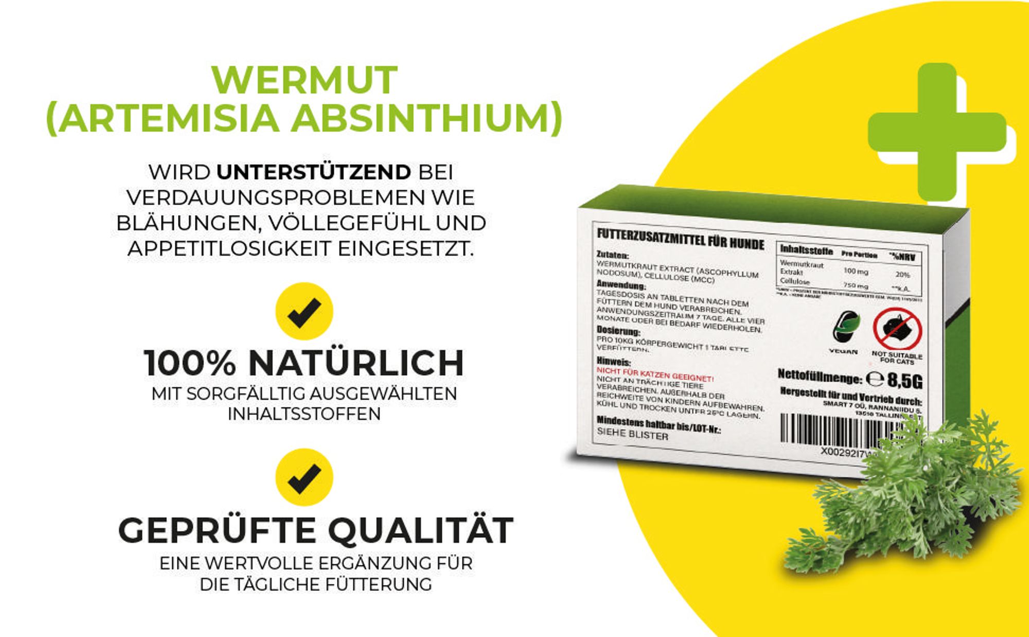 Adema Natural® Wormilex – Wurmmittel für Hunde – nur für Hunde - natürliche Εntwurmung – Wurmkur Hund – Εntwurmungsmittel - Wermut - Würmer Hund
