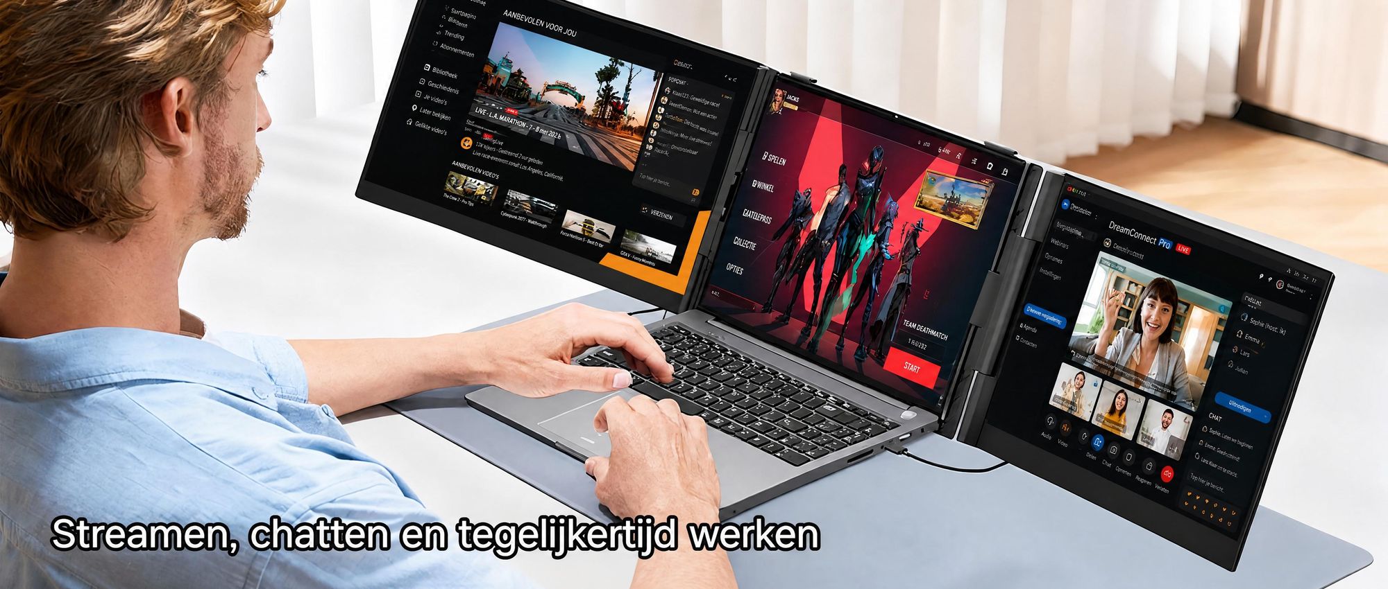 Blackview Draagbaar Scherm DCM6, 14 inch, Dubbel scherm laptopmonitor, ultradun, FHD, geschikt voor laptops van 13,3" tot 17,3", 180° draaibaar, compatibel met Windows/Mac/Android