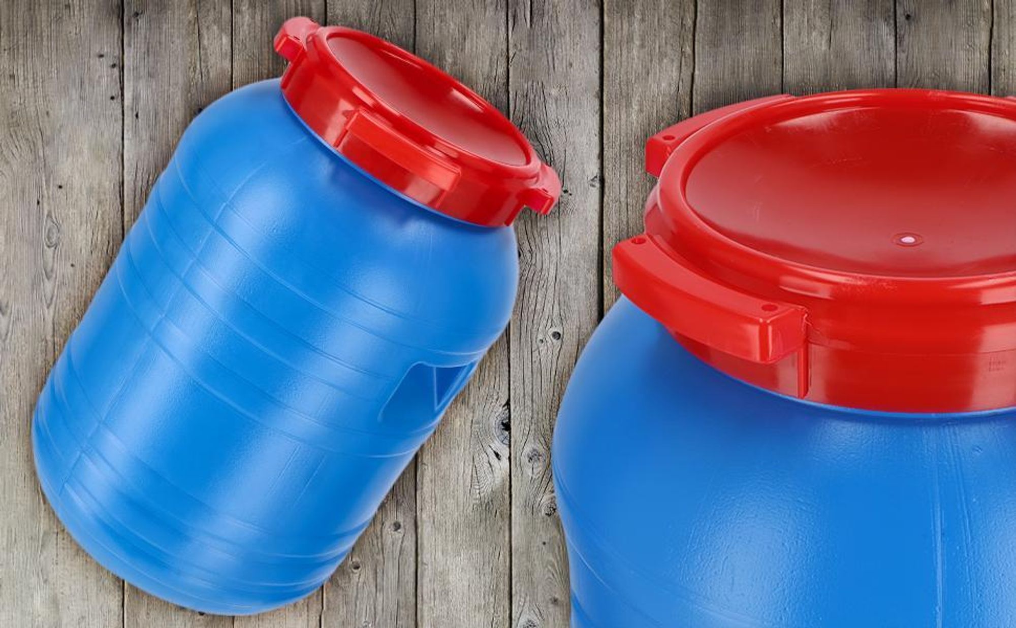 KADAX Plastikfass mit Deckel, Fass aus Kunstoff HDPE, Wasserfass, 30L, Blau, 1 Stück