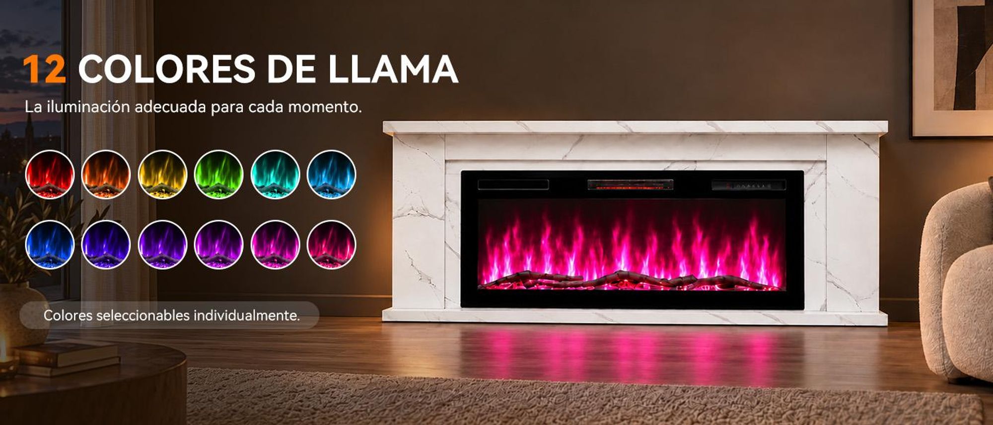 Llamas 3D coloridas, ambiente ajustable de forma flexible