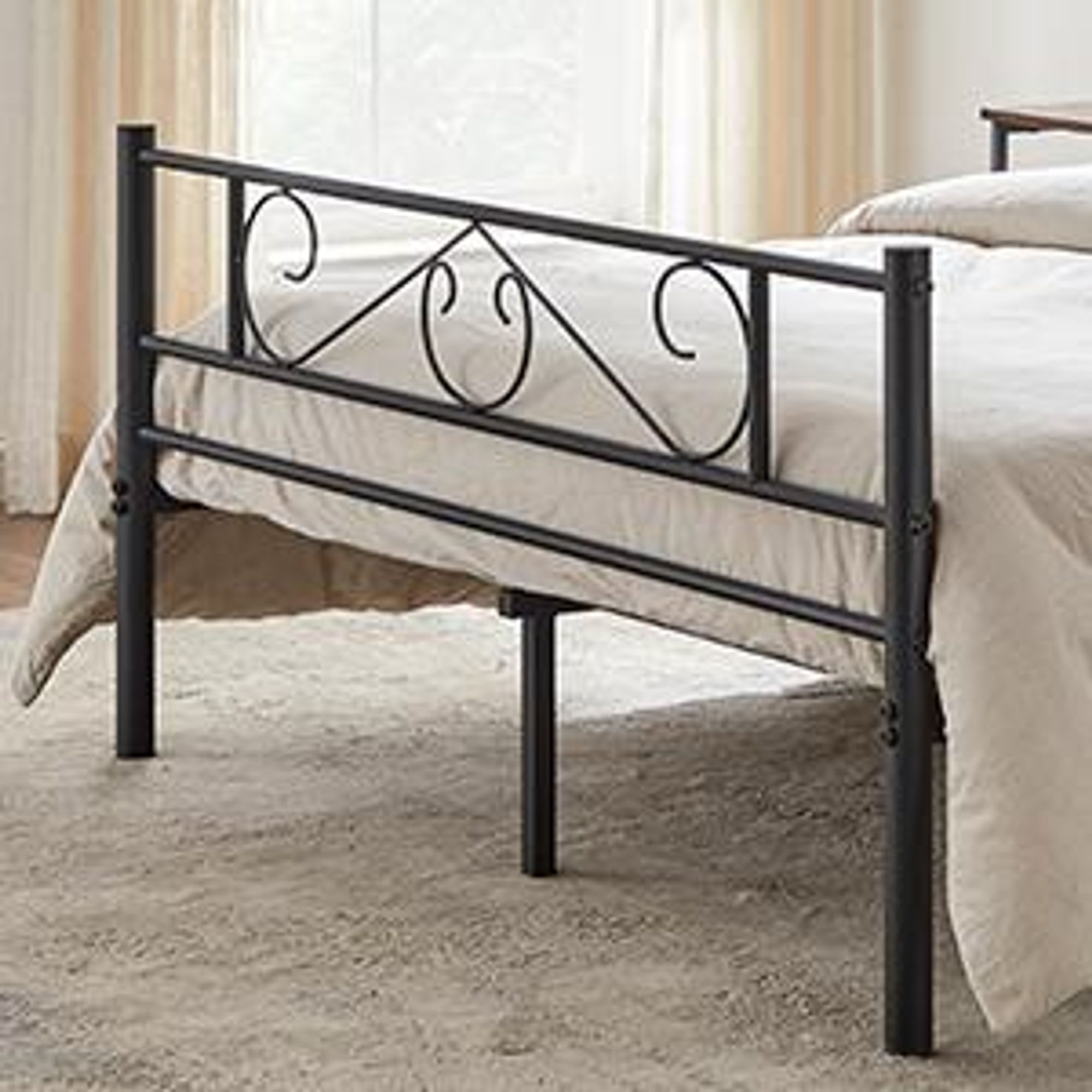 VASAGLE Bettgestell 140 x 190 cm, mit Kopfteil, Metallbett, Bettrahmen