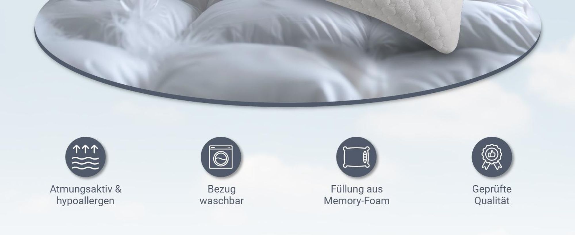 Juskys Kissen 40x80 cm für Bett - 2er Set Kopfkissen mit Memory-Foam Füllung - Weiß