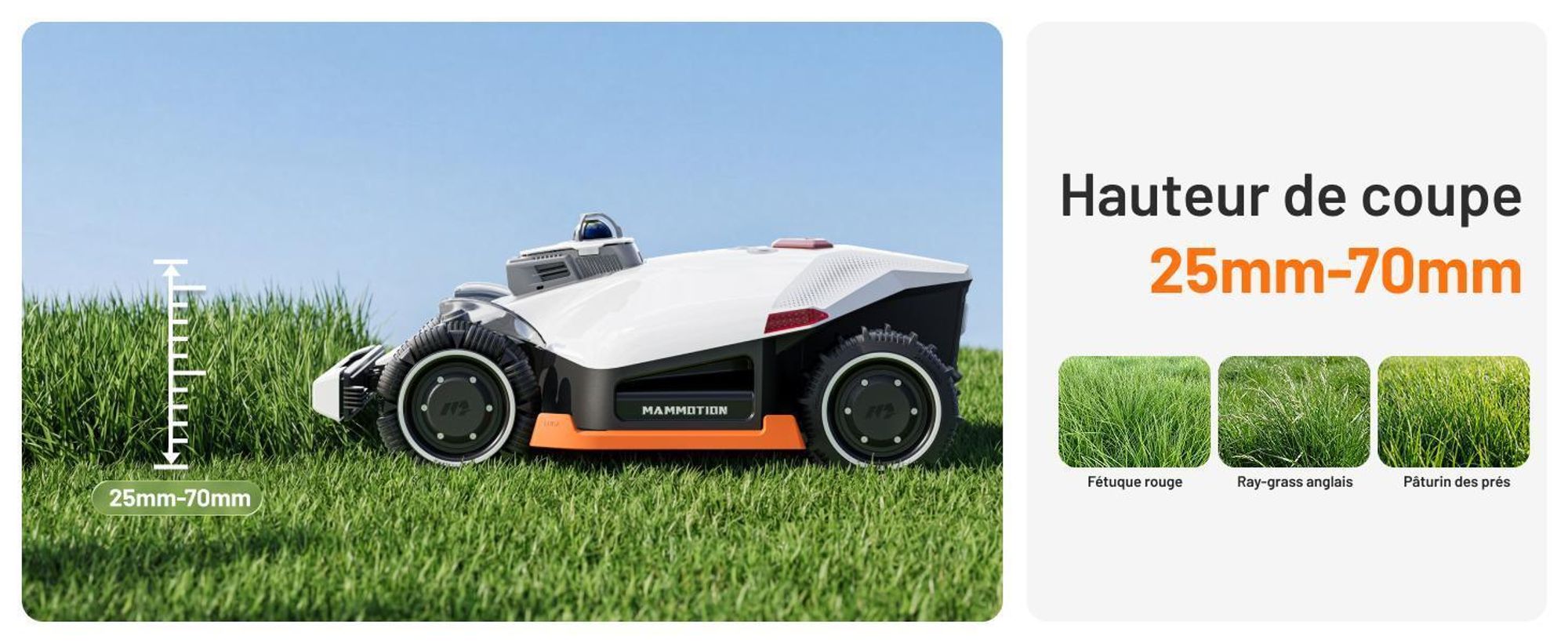 Robot tondeuse Mammotion LUBA 3 AWD 5000 avec garage et station de lavage, jusqu’à 5000 m², transmission intégrale, pente 80 %, cartographie-auto, app
