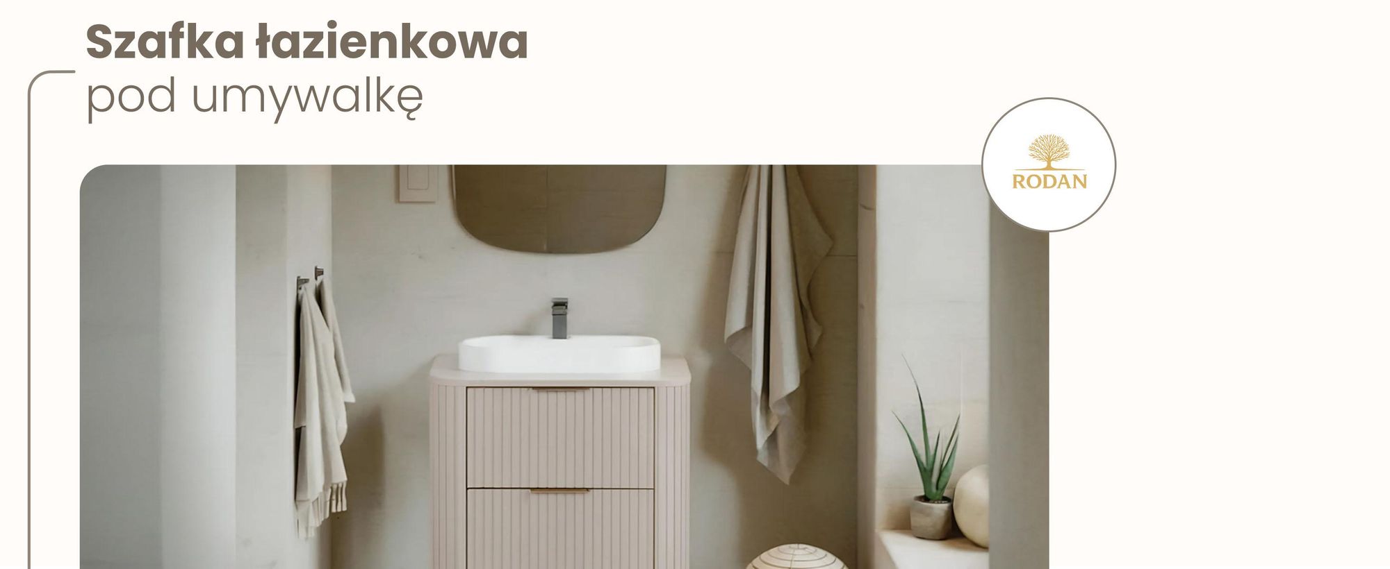 Szafka Pod Umywalkę 60 Cm Wisząca Beżowy Mat Owalne Fronty