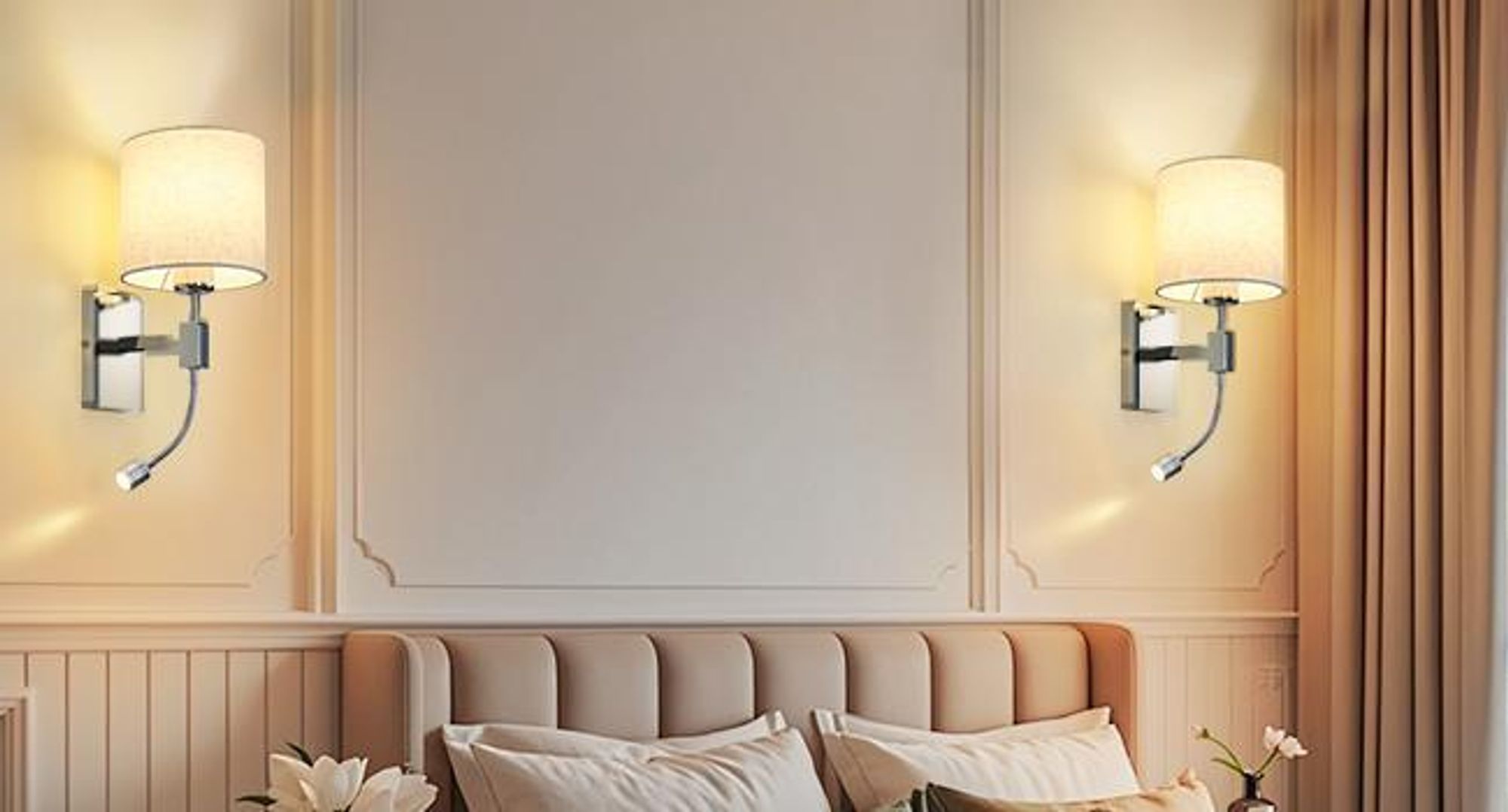 ZMH Nástěnné svítidlo Postelová lampa s vypínačem Čtecí lampa nastavitelná Osvětlení LED vyměnitelné Kulaté