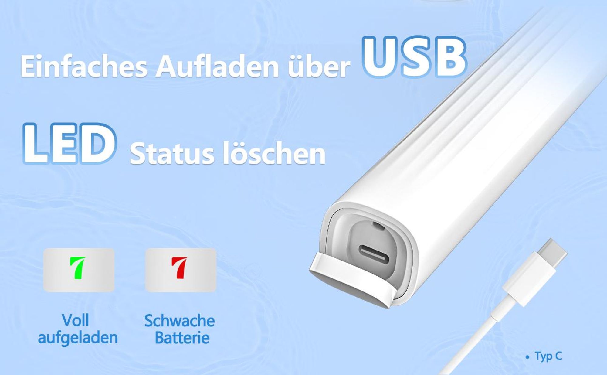 MCURO Elektrische Schallzahnbürste, 45.000 VPM, bis zu 180 Tage Akkulaufzeit, 5 Putzmodi, IPX7 wasserdicht, mit Timer & 6 Bürstenköpfen, Weiß
