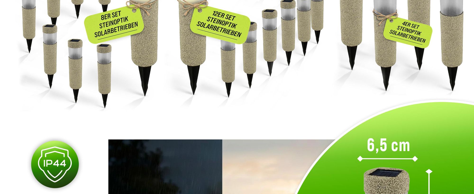 MONZANA® LED Solarlampe Außen 4er Set Wetterfest IP44 Erdspieß Solar Gartenleuchte Solarleuchte Wegeleuchte Garten Balkon