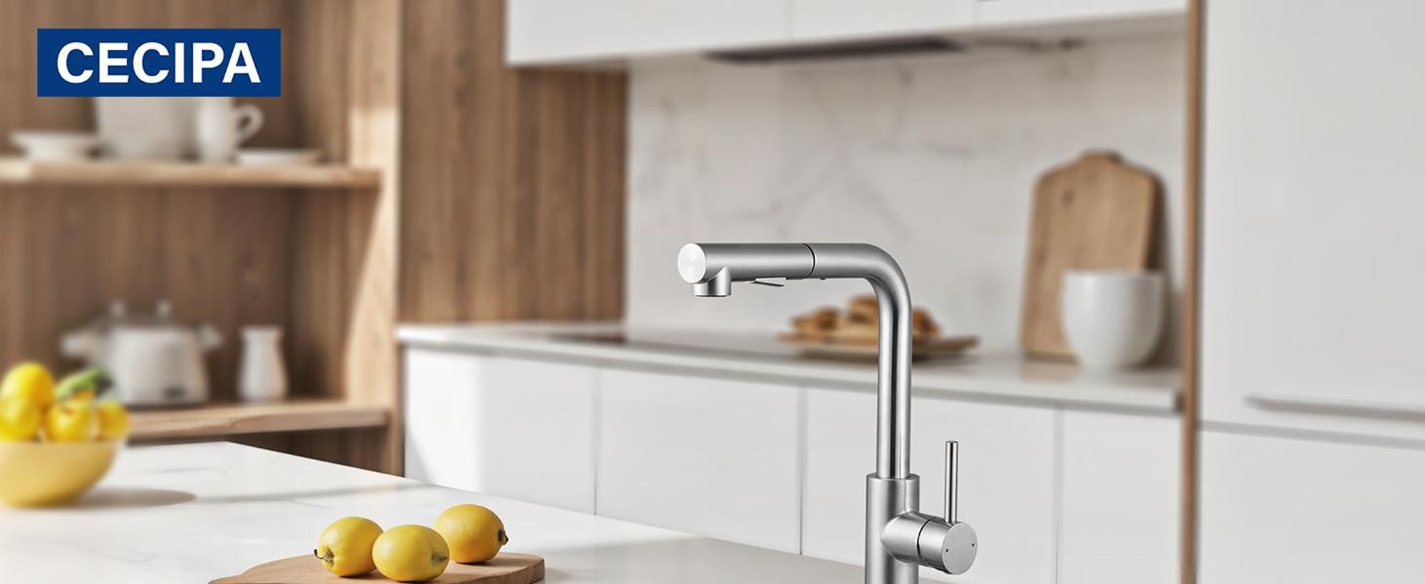 Spültischarmatur Ausziehbar L-Form, Edelstahl Küchenarmatur, 2 Strahlarten Wasserhahn Küche , 360° Drehbar, Cecipa MAX Wasserhahn Küche, Gebürstet
