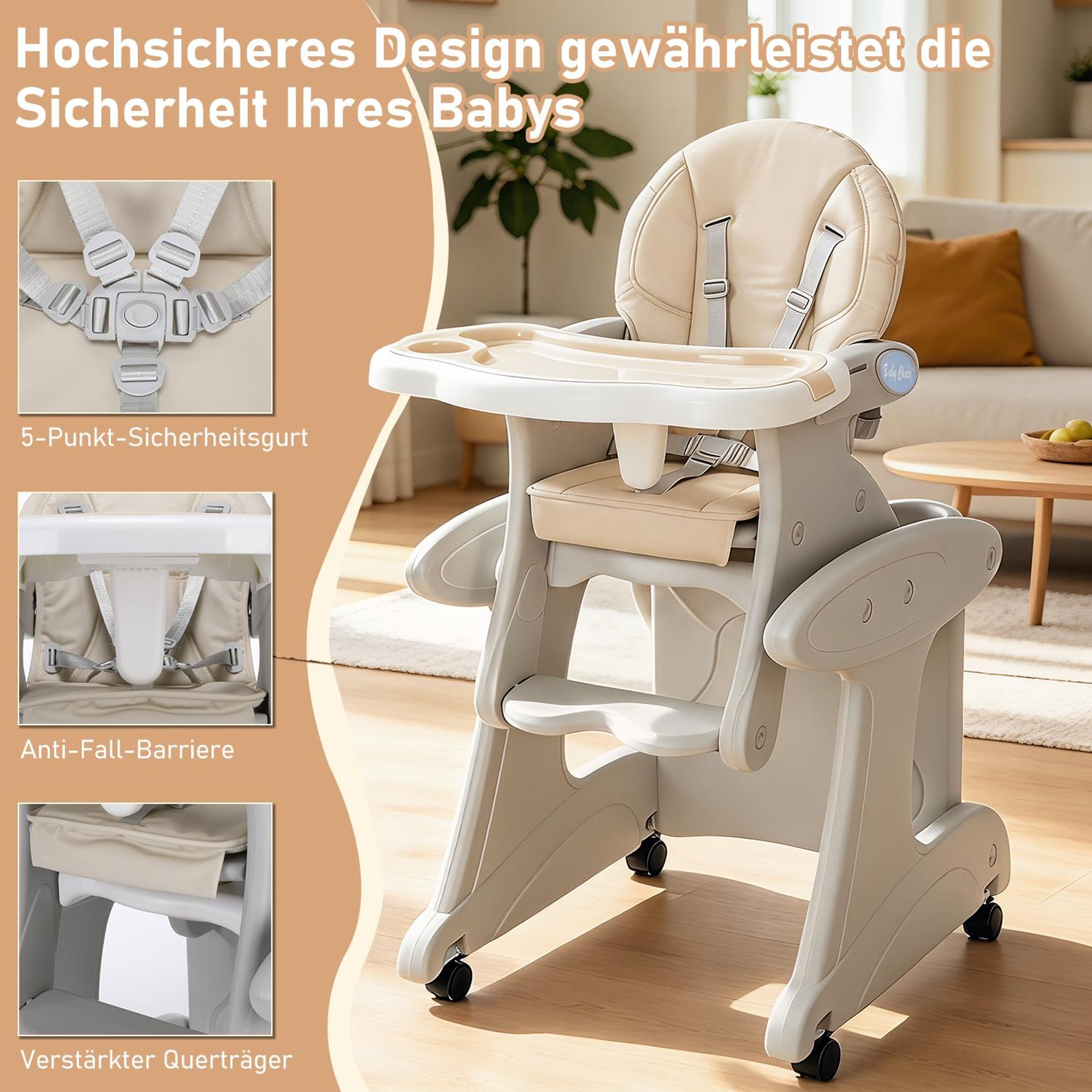OYAJIA Kinderstuhl 3 in 1 Babystuhl Kinderstuhl Stuhl mit Spieltisch  Kinderhochstuhl wandelbar zu Lerntisch mit Kinderstuhl, einstellbaarer Winkel
