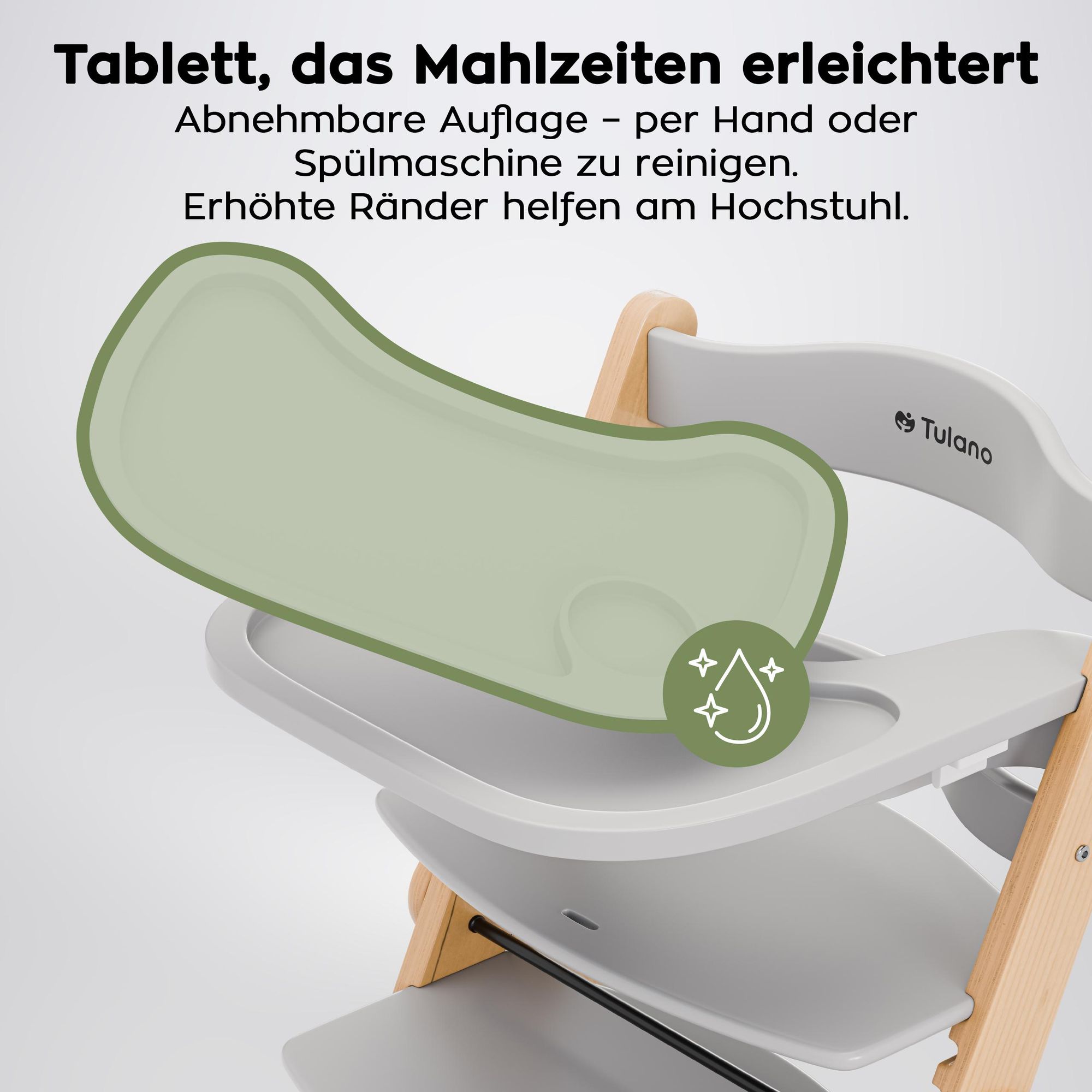 Hochstuhl 4in1 höhenverstellbarer Holzhochstuhl für kinder 9 Einstellungsstufen von 6 Monaten bis 12 Jahren bis zu 40 kg Ergonomische Rückenlehne