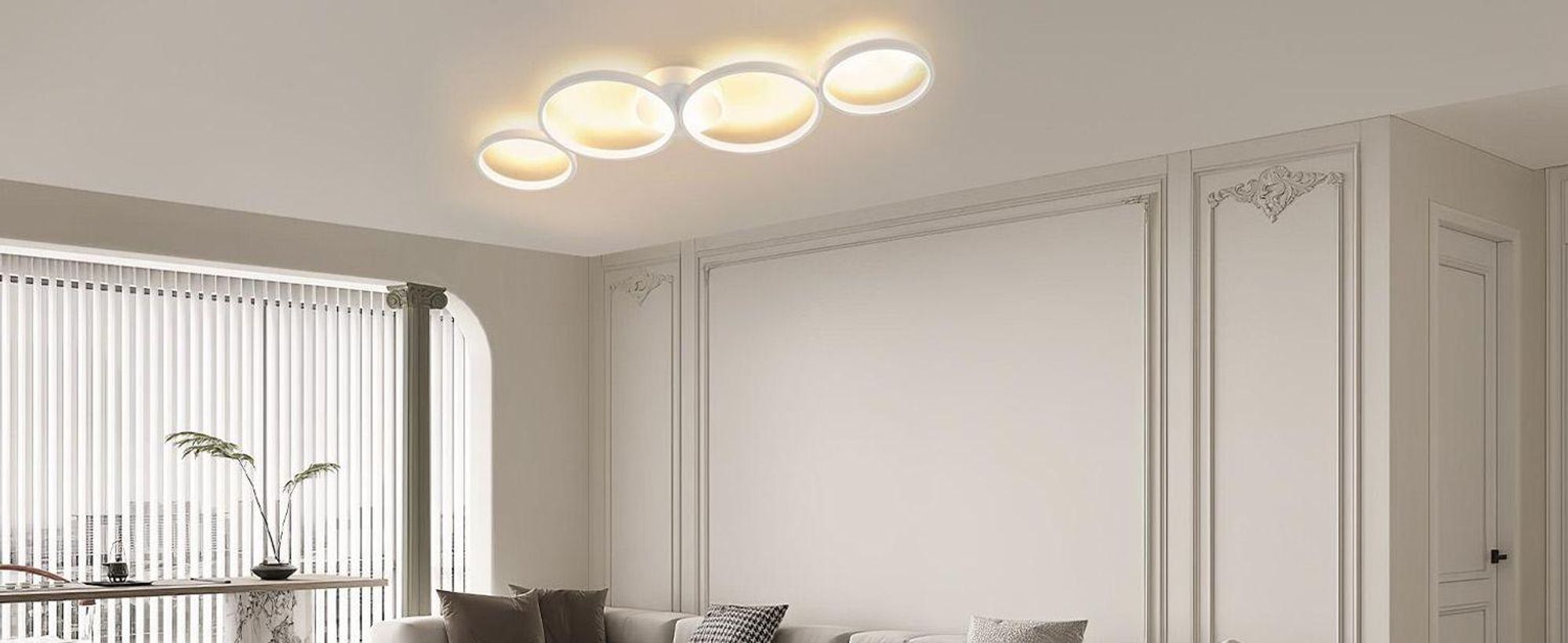ZMH LED Plafonnier Noir 3000k Blanc Chaud Moderne 4 Flammes en Aspect Anneau Plafonnier Rond 37W Intérieur Métal pour Salon Chambre à coucher