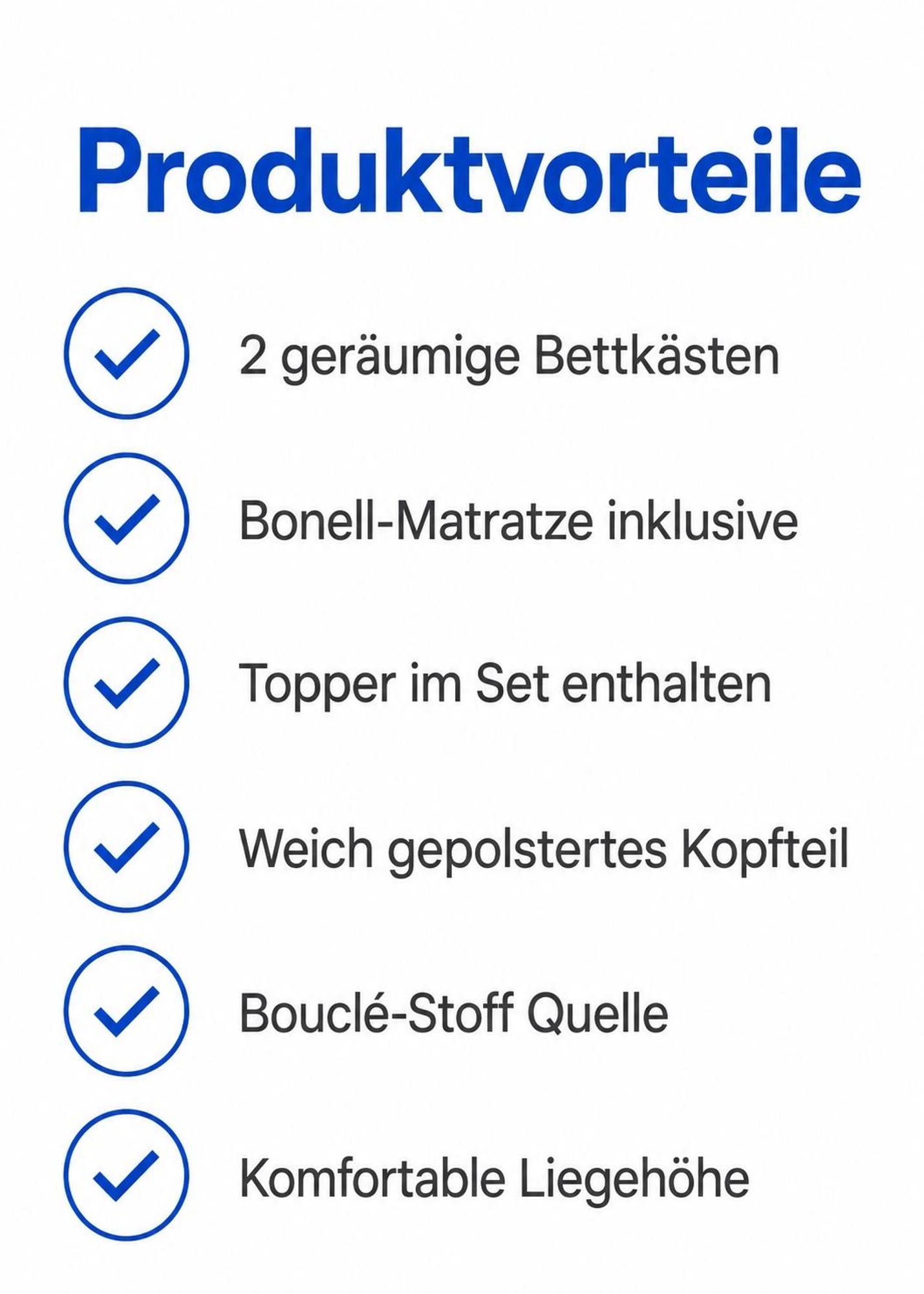 ROYAL: Bettkästen, Bonell-Matratze, Topper, Polsterkopfteil, Quelle-Bezug und komfortable Liegehöhe