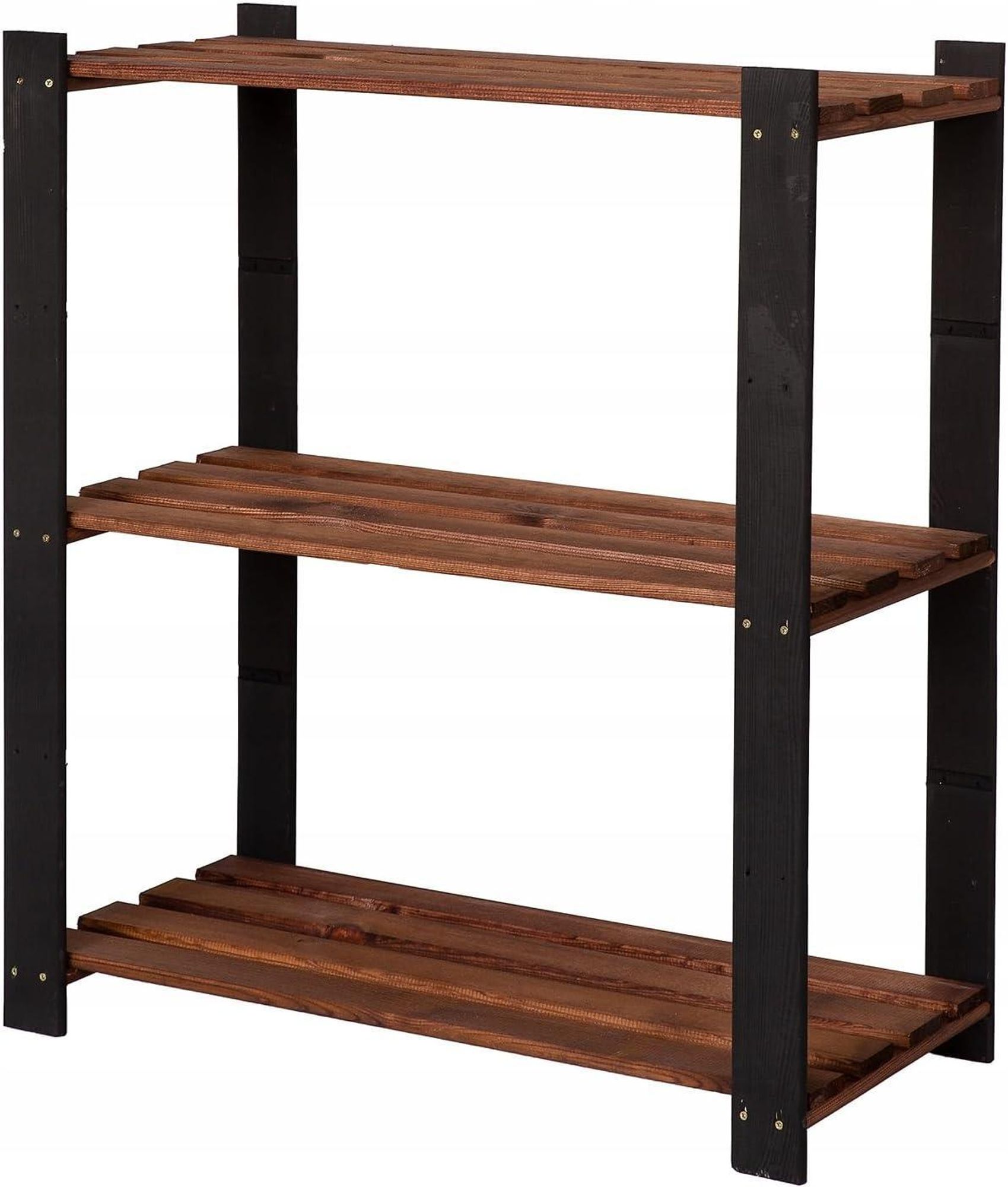 STOLMAK Schuhregale mit 3 Böden Massivholz Natur Kiefernholz 80x90x38 cm (BxHxT) Holzregal Schuhschrank Schuhablage