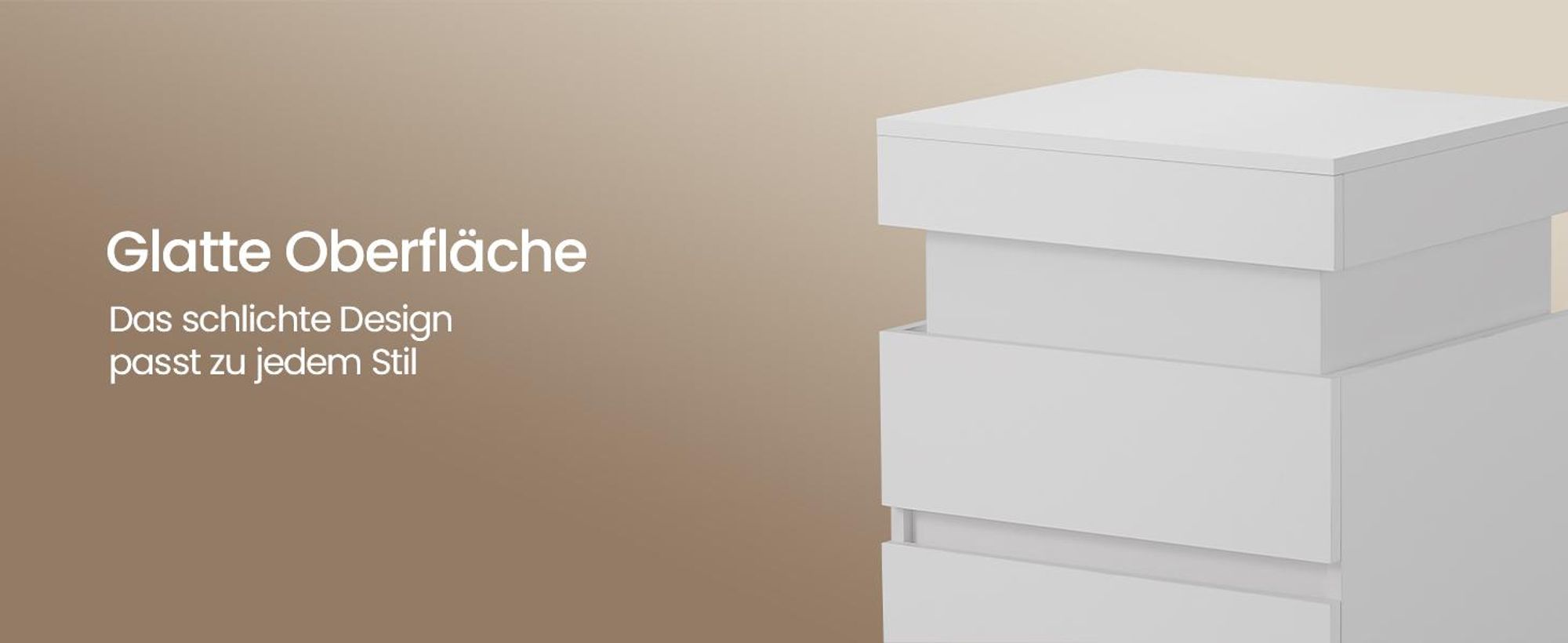 VASAGLE Beistelltisch mit Ladestation, Nachttisch mit Beleuchtung, Steckdosen, Geheimfach, Schubladen, modern, weiß