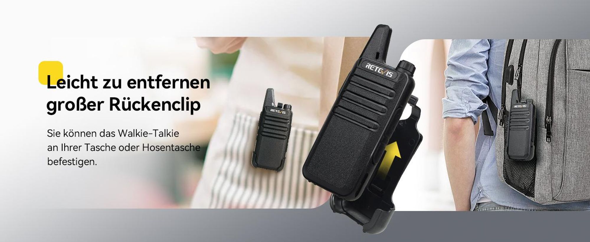 Retevis RT622 Walkie Talkie, 4er Mini Funkgeräte, PMR446 Lizenzfrei 16 CH, VOX Squelch Scan CTCSS/DCS, Funkgerät mit USB-Ladekabel, für Schule, Reisebüro, Supermarkt, Weingut