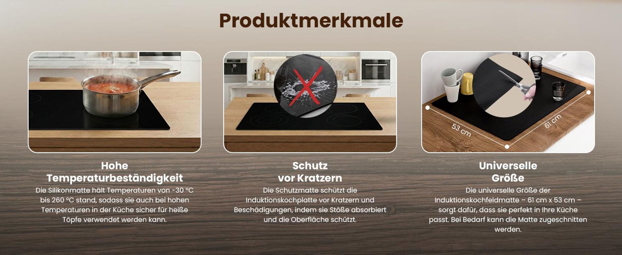 Extralink Silikon Induktionskochfeld Schutzmatte 53x61 cm ölbeständig Rutschfest Induktion
