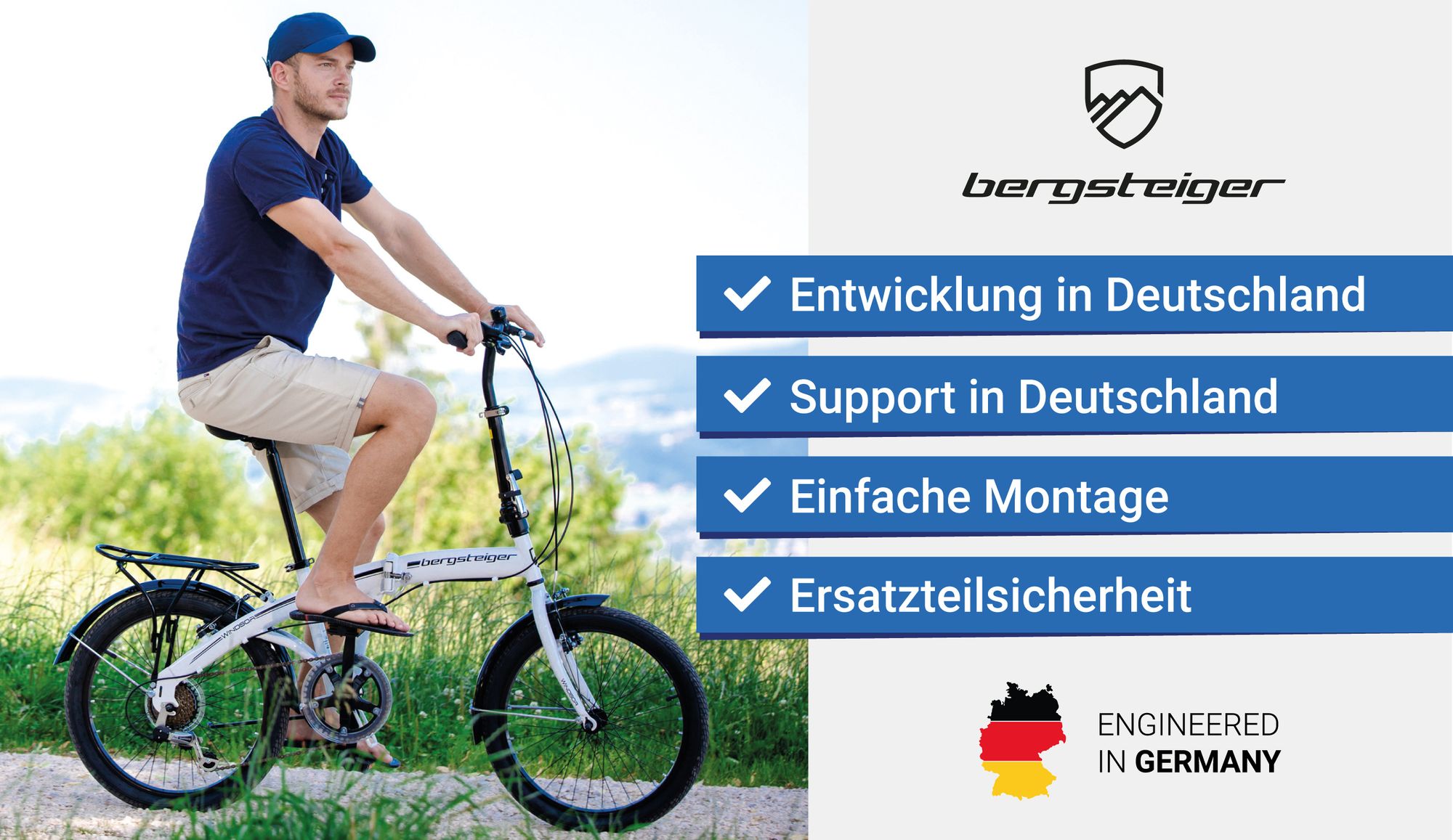 Bergsteiger Windsor 20 Zoll Faltrad, Klapprad, Shimano 6 Gang-Schaltung, LED Batterie-Licht, Quick-Fold-System, Klappfahrrad