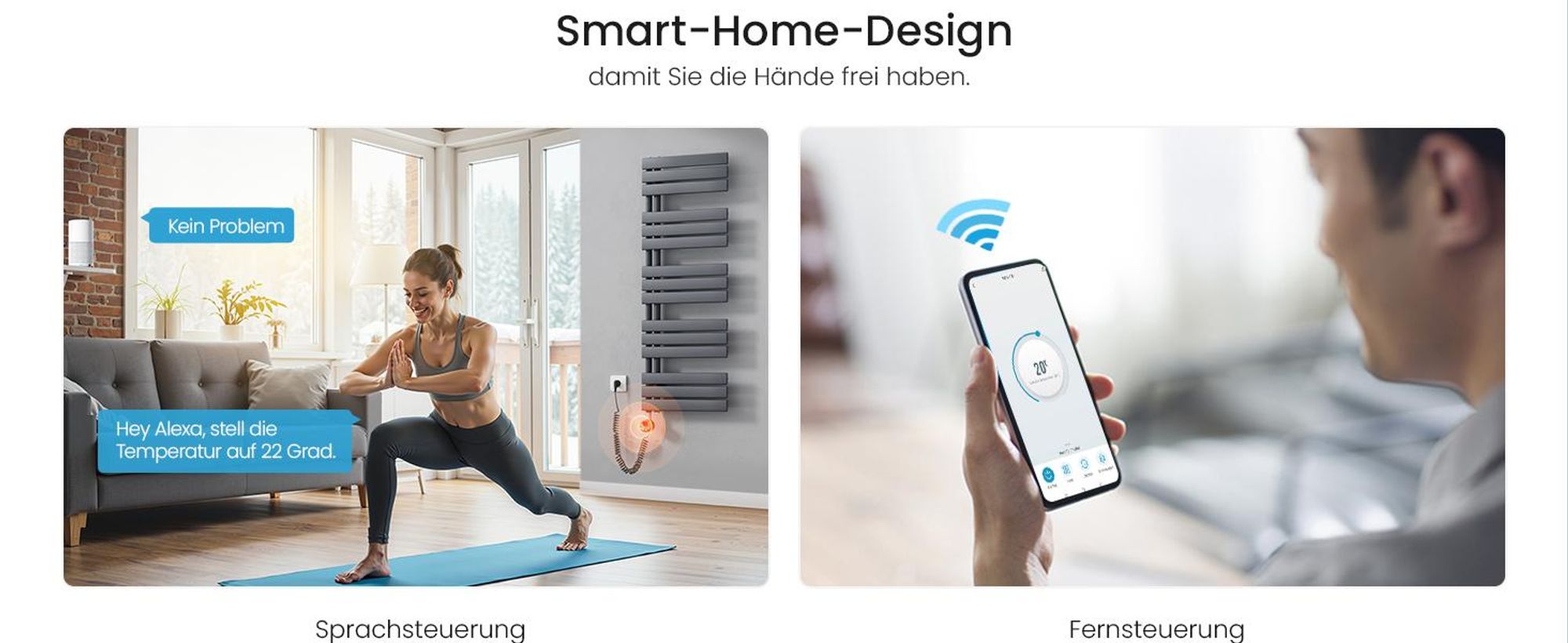Heilmetz Smart WLAN Heizstab 300W für Badheizkörper, G 1/2" Standardgewinde, App & Sprachsteuerung (Tuya/Alexa), IPX4