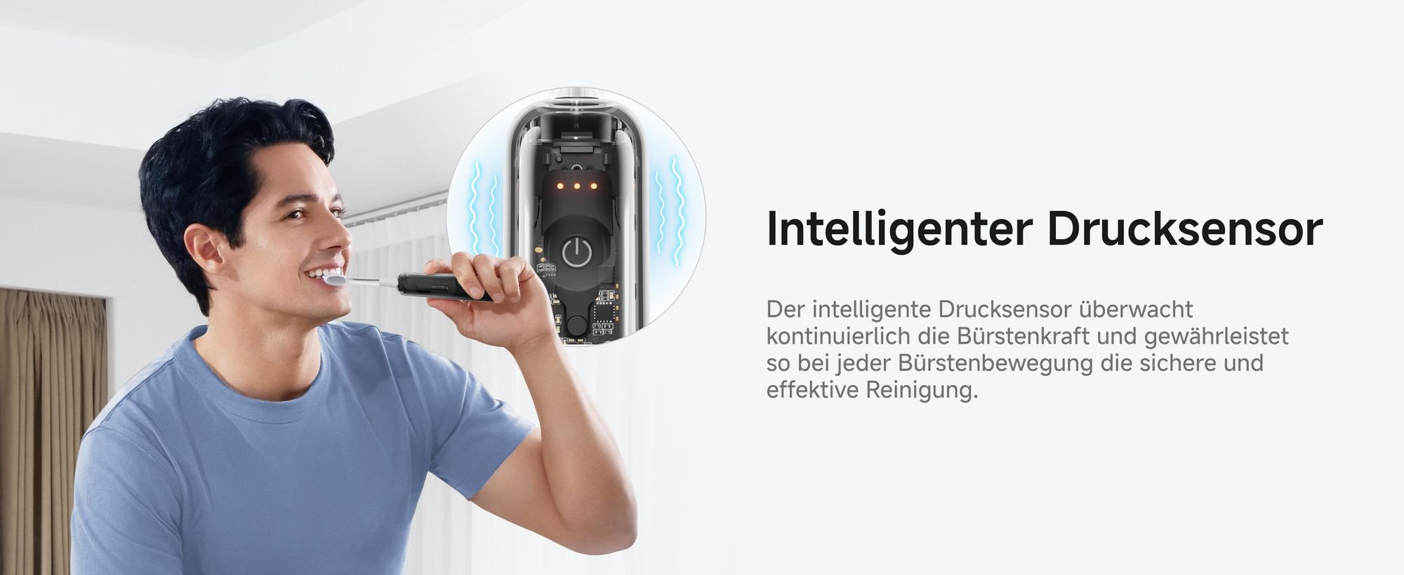 Laifen Wave Pro Elektrische Schallzahnbürste mit App, Drucksensor, 70 Tage Akku, kabelloses Laden und intelligenter Reinigungstechnologie-transparent