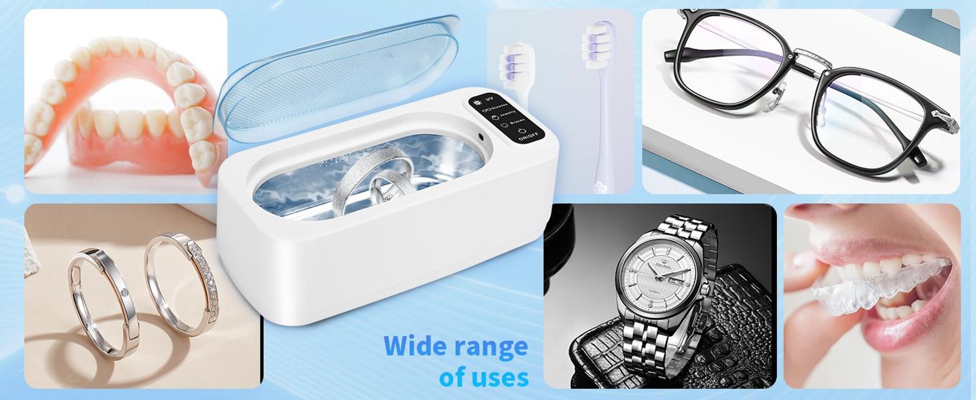 Ultraschallreiniger, Ultraschallreinigungsgerät, Ultraschallgerät, 48000Hz Schall-Schmuckreiniger, 350ml Ultraschallbad, für Brillen Schmuck Uhr