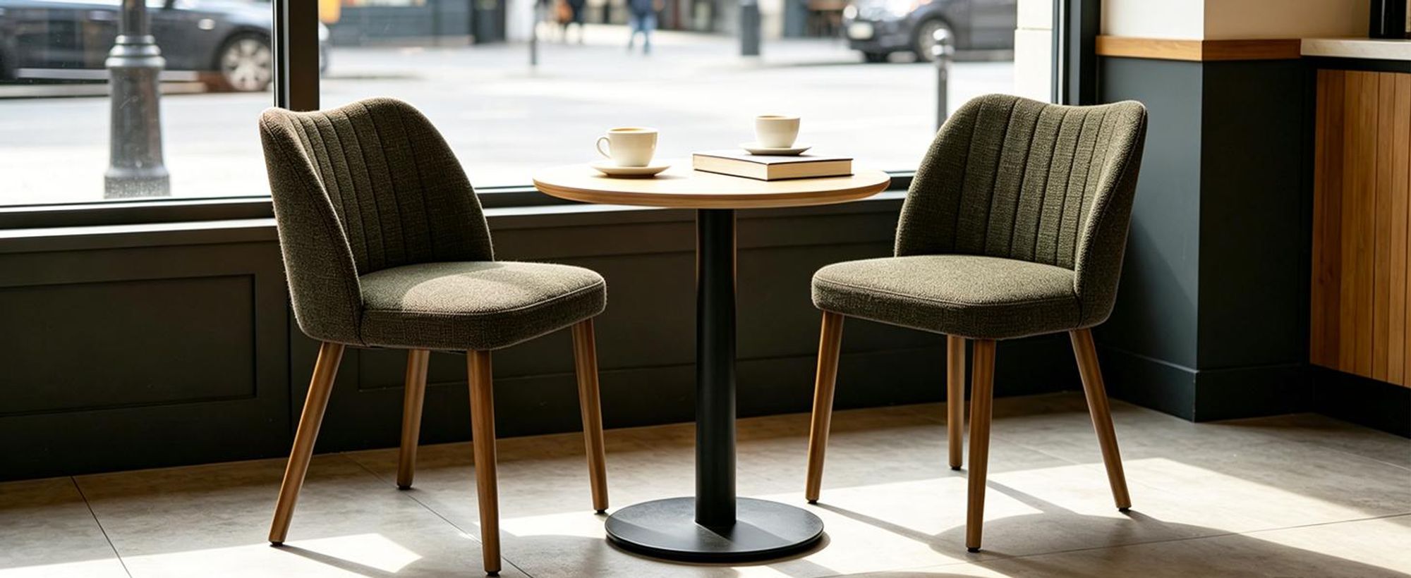 Duhome Esszimmerstuhl 2er Set Leinenstuhl Gepolstert mit Holzbeinen Modern Küchenstuhl für Esszimmer Wohnzimmer Küche, Grün