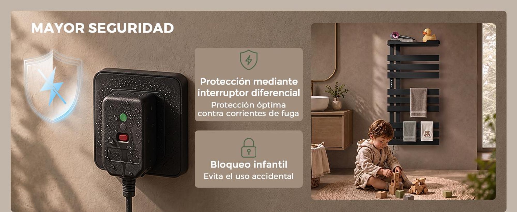 S'AFIELINA Scaldasalviette Elettrico con Ripiano 1050×500 mm 335 W Nero,Termoarredo WiFi, Riscaldamento in Fibra di Carbonio, 6 Modalità