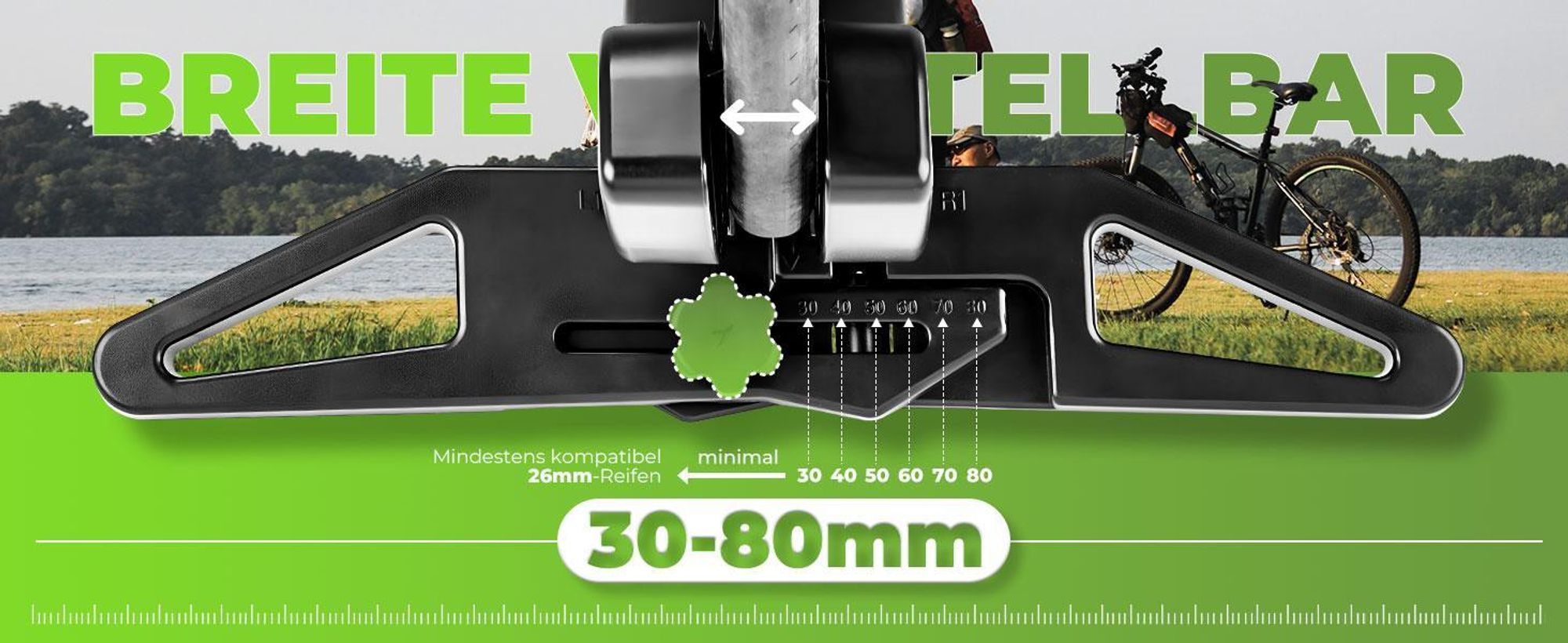 ROCKBROS Fahrrad Ständer Zentrierständer für alle 2,6-8cm breiten Laufräder, Hinterradständer Grün