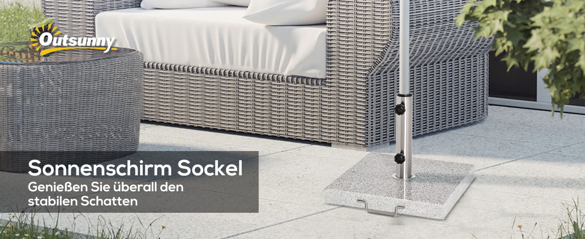 Outsunny Sonnenschirmständer Schirmständer Schirmfuß Marmor + Edelstahlrohr 28kg