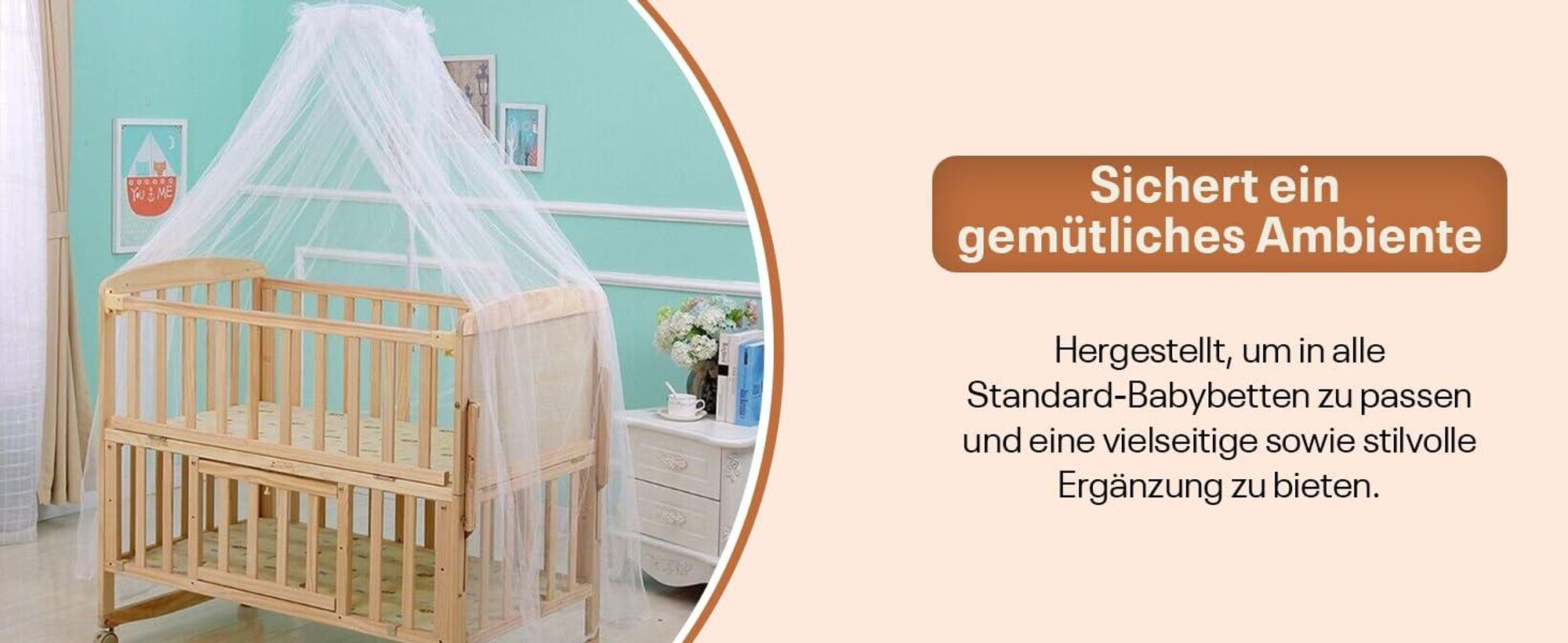 Best for Kids Baldachinstange | Weiß Baldachinstange für Babybetten mit Schraubklemme | Am Bett montierter Baldachinstangen-Schleierhalter