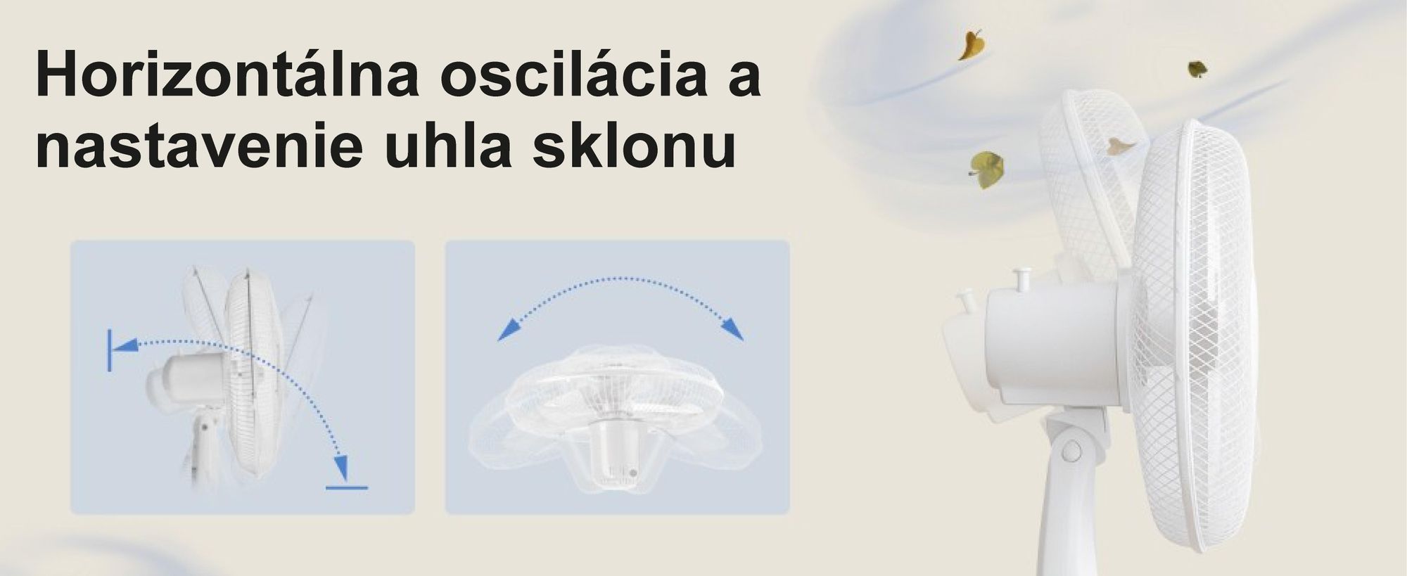 Extralink ventilátor 40 cm, 3 rýchlosti, oscilačný, biely