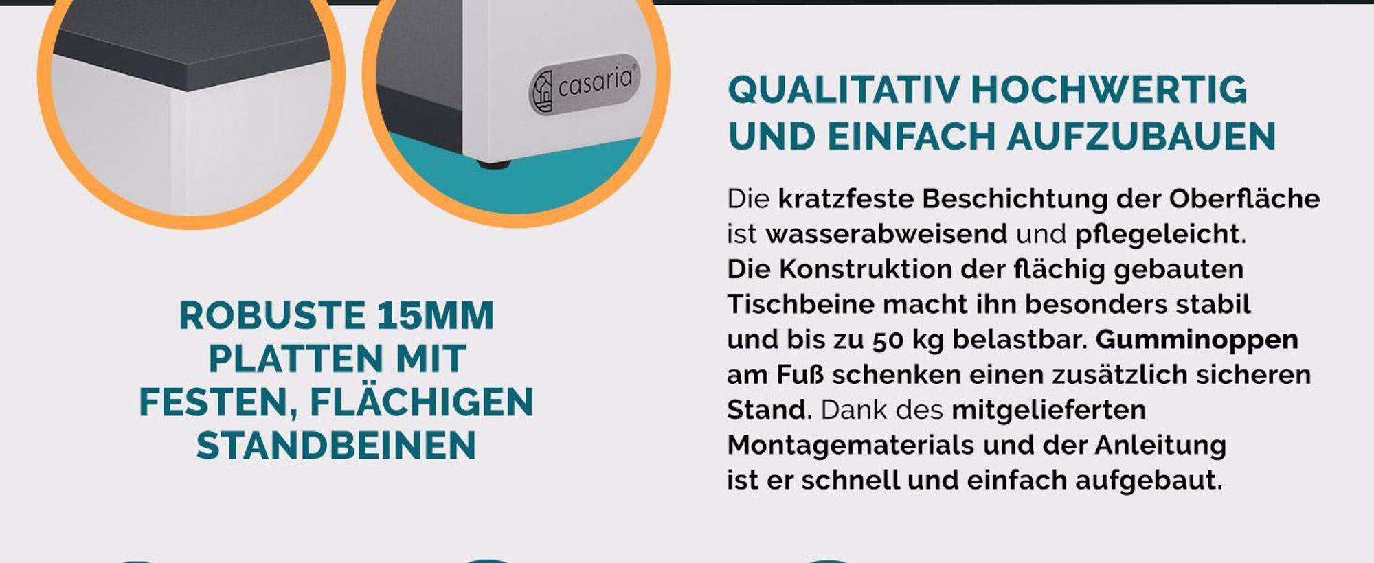 CASARIA Couchtisch mit Stauraum Weiß Anthrazit
