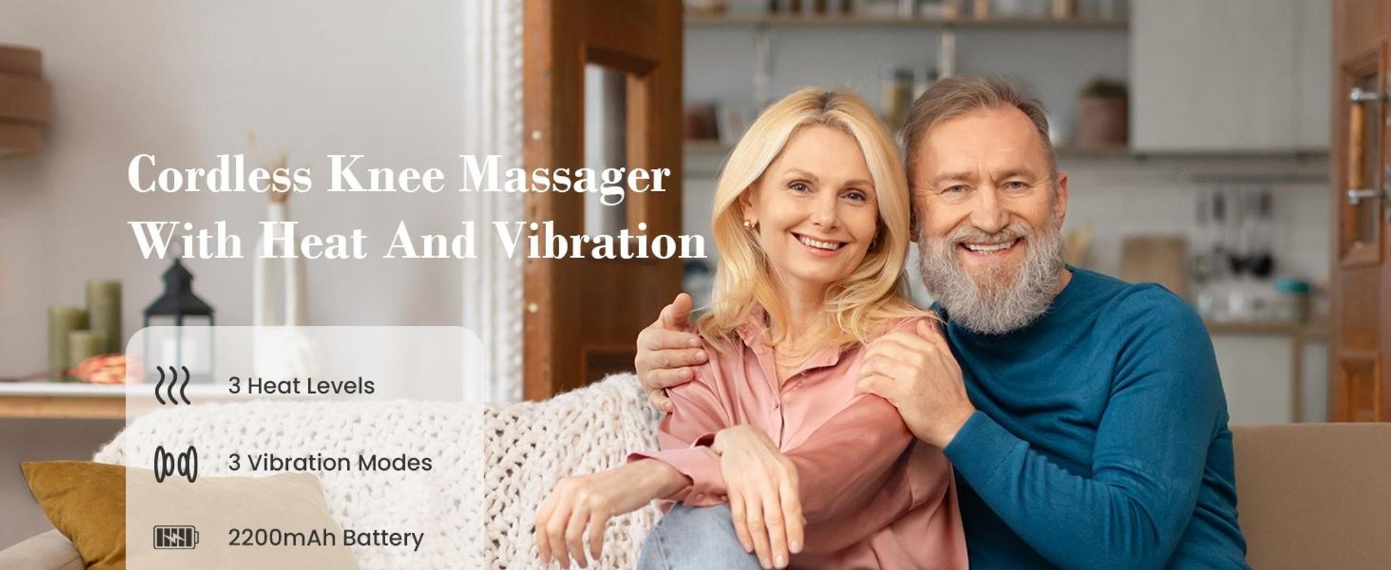 Knie Massagegerät mit Wärme & Rotlicht, 2000mAh Akku, 3 Temperaturstufen,Vibration, LED-Touchscreen, ideal für Gelenkschmerzen & Arthrose