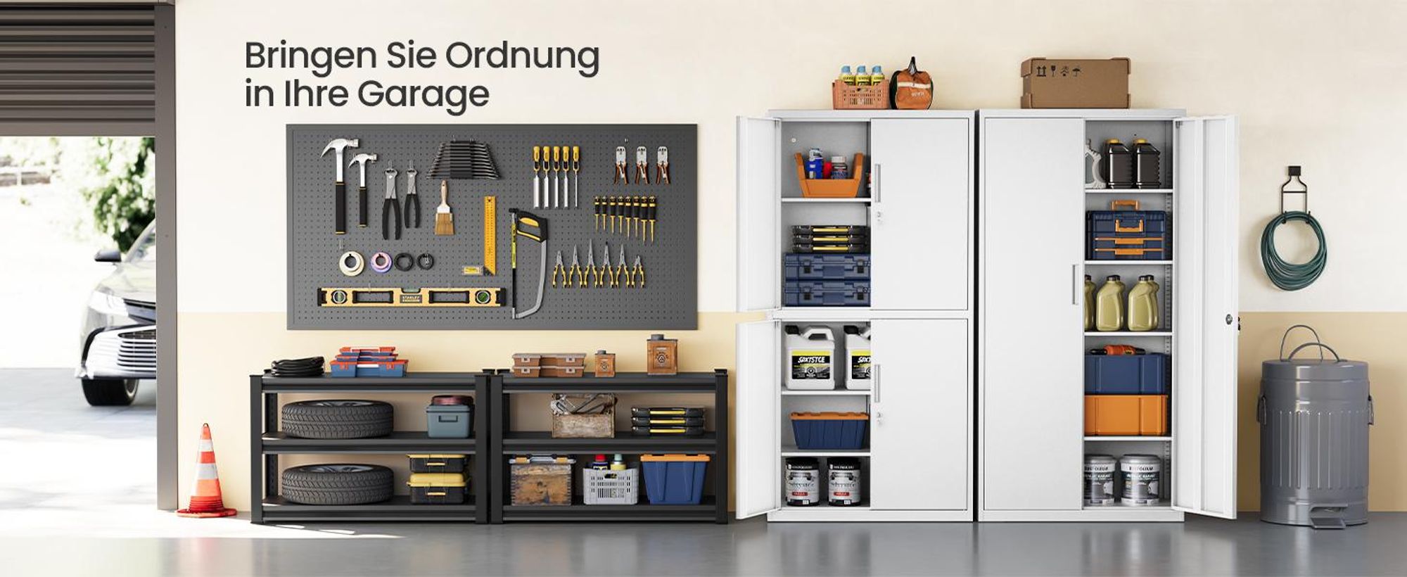 SONGMICS Aktenschrank Mehrzweckschrank Stahl-Aufbewahrungsschrank 5 Ebenen