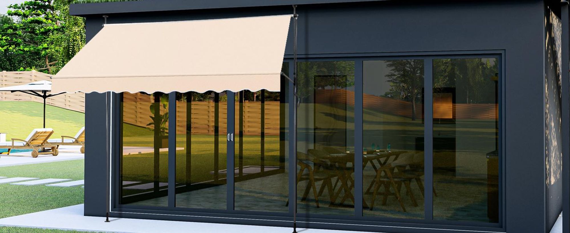 FCH Balkonmarkise 300x120x(200-300) cm Gelenkarm Markise Klemmmarkise Sonnenmarkise Balkon ohne Bohren - Beschattung Terrasse & Balkon,Beige