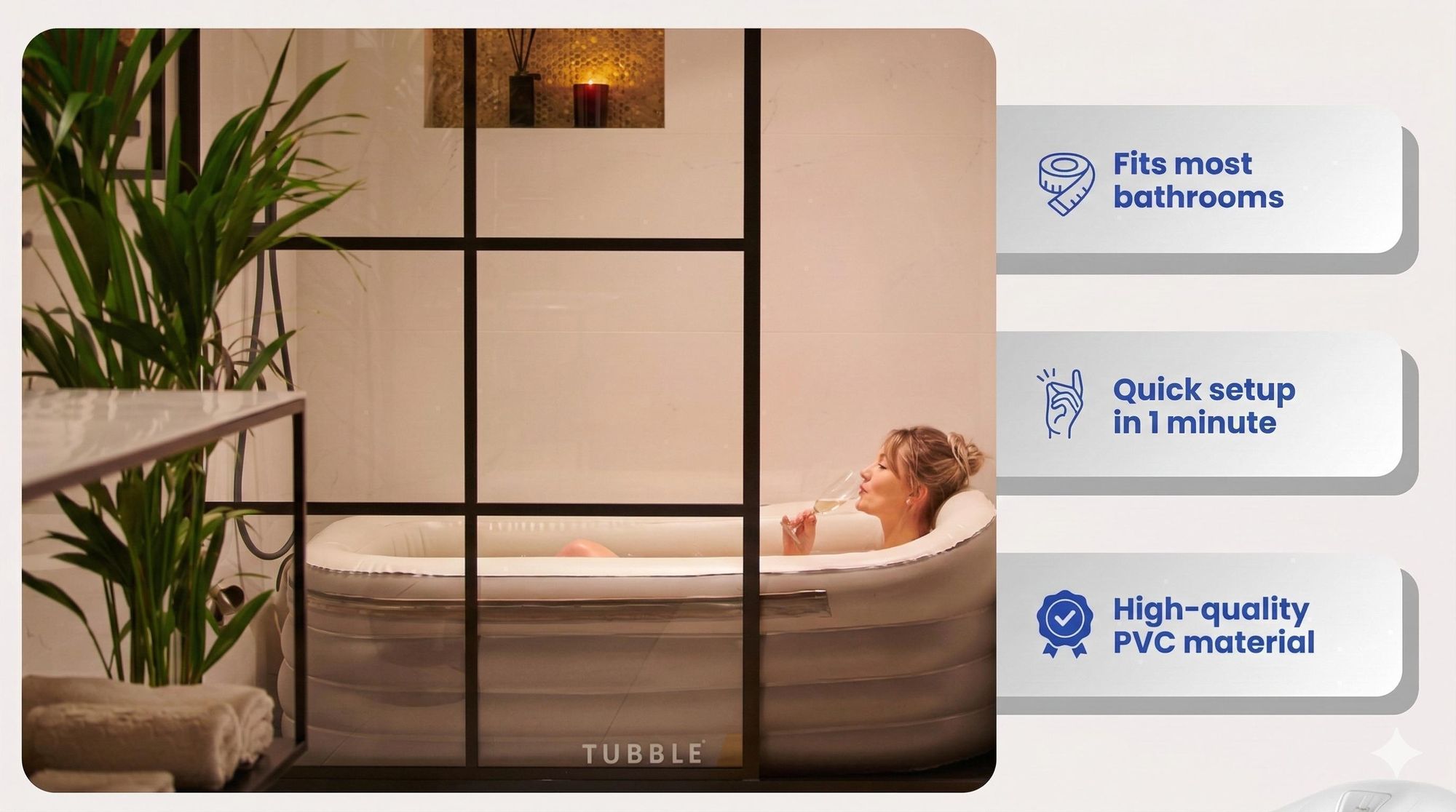 Tubble® Royale Aufblasbare Badewanne Emerald Green 255L – Faltbare Badewanne für Erwachsene bis 188cm, Aufbau in 1min, Indoor & Outdoor
