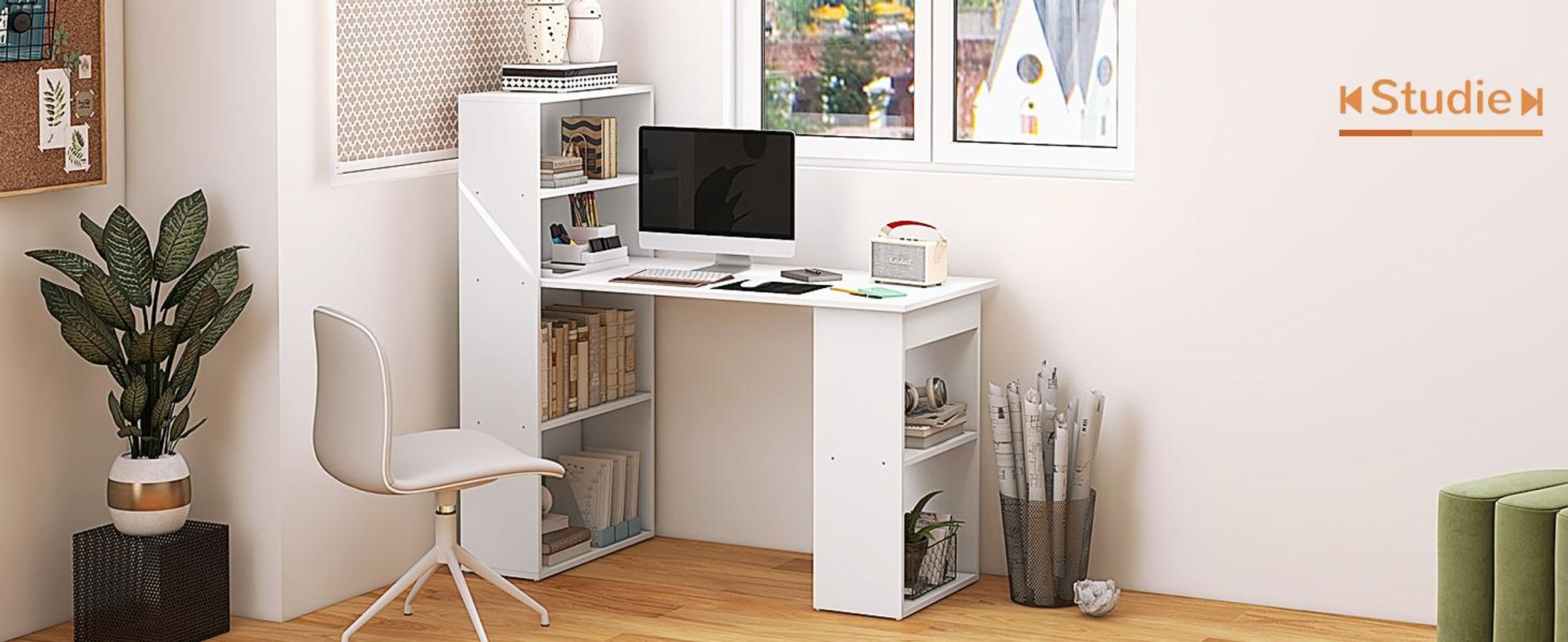 HOMCOM Schreibtisch Esstisch mit Regal Computertisch Arbeitstisch Laptoptisch