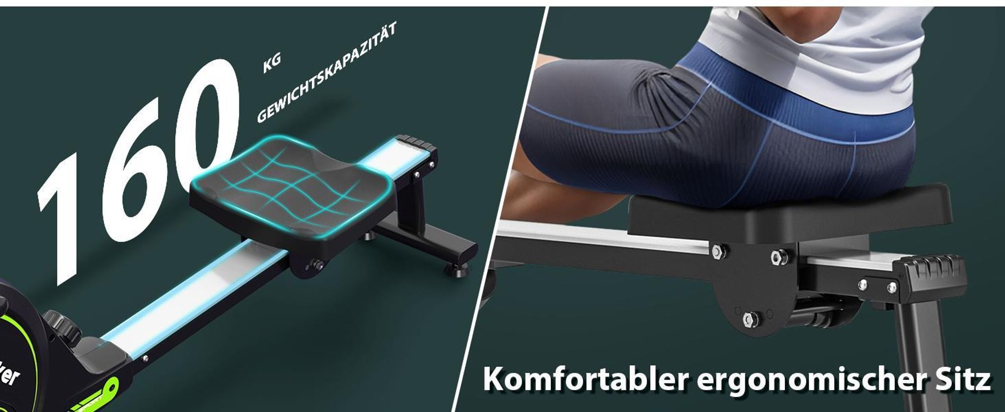 Wenoker Rudergerät für Zuhause mit APP, Leises Magnetisches Rudergerät mit LCD-Display, 16 Stufen Widerstand, Indoor-Gerät für das Home-Gym