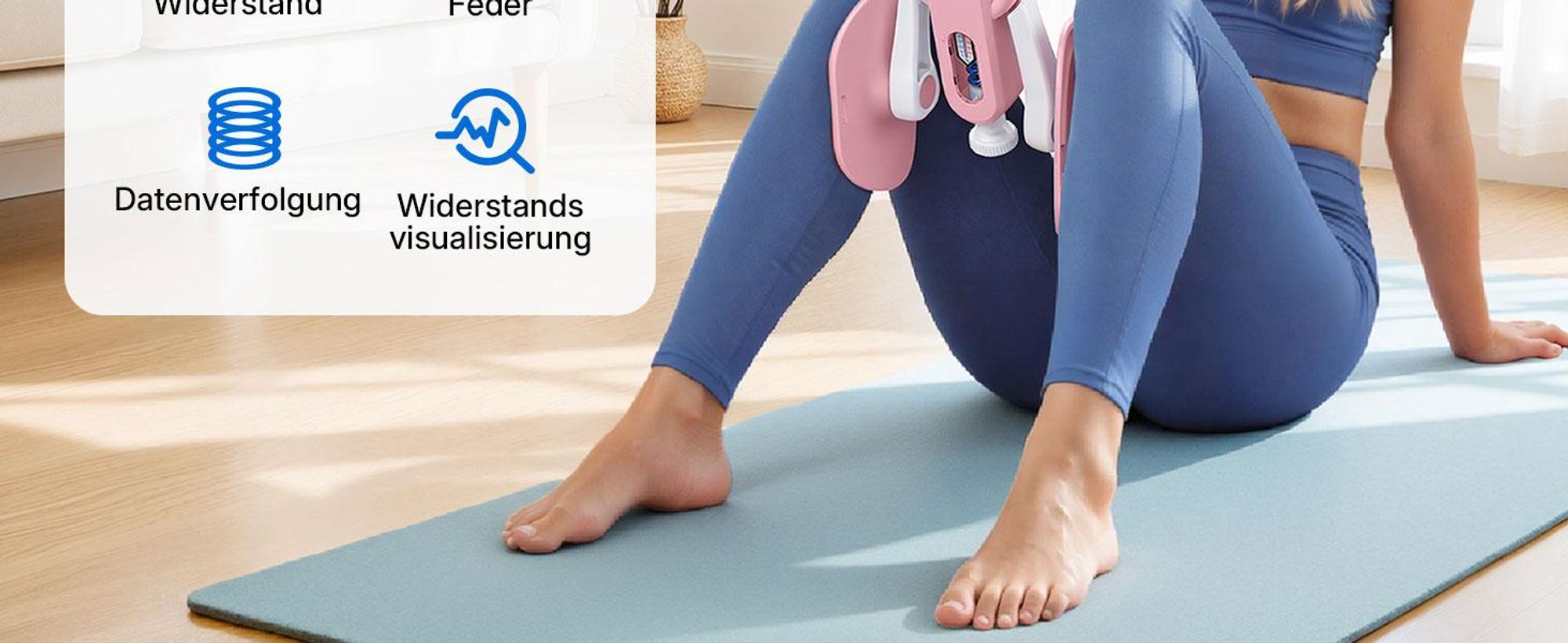 Beckenbodentrainer, Oberschenkeltrainer, Beintrainer, postnatale Rückbildung. Kompakt, tragbar, vielseitig einsetzbar
