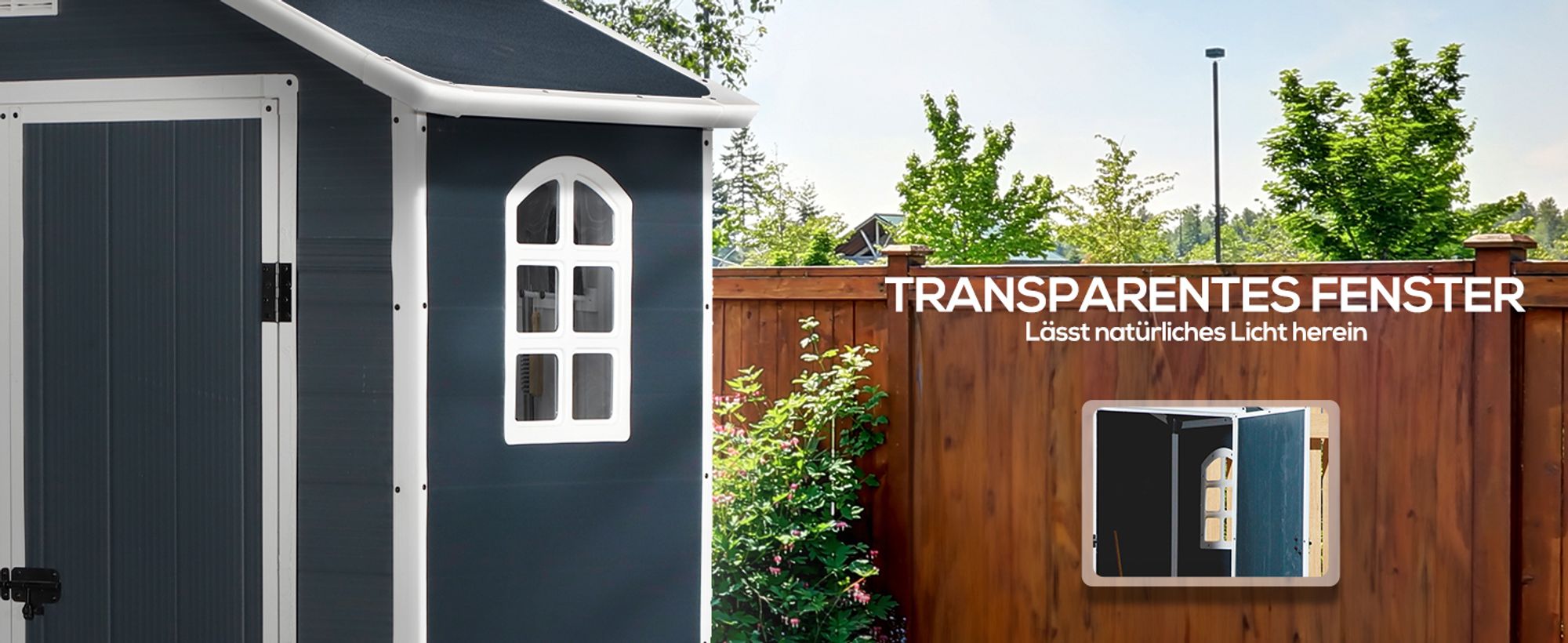 Outsunny Gerätehaus Gartenhaus mit Fenster Pultdach Outdoor Metall Grau