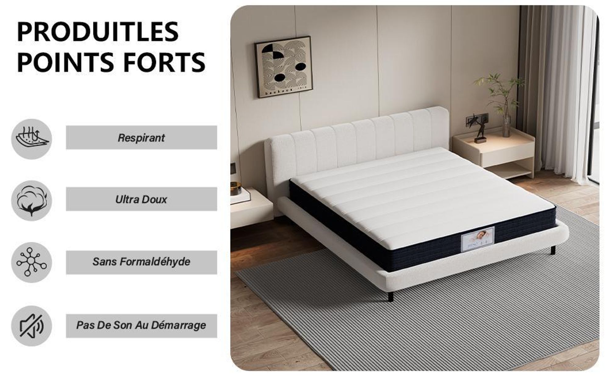 TEENO Matelas 90x190 en Mousse et Ressorts 22 cm d'épaisseur,7 Zones de Confort, résistant et Durable, Support à Haute résilience, Respirant