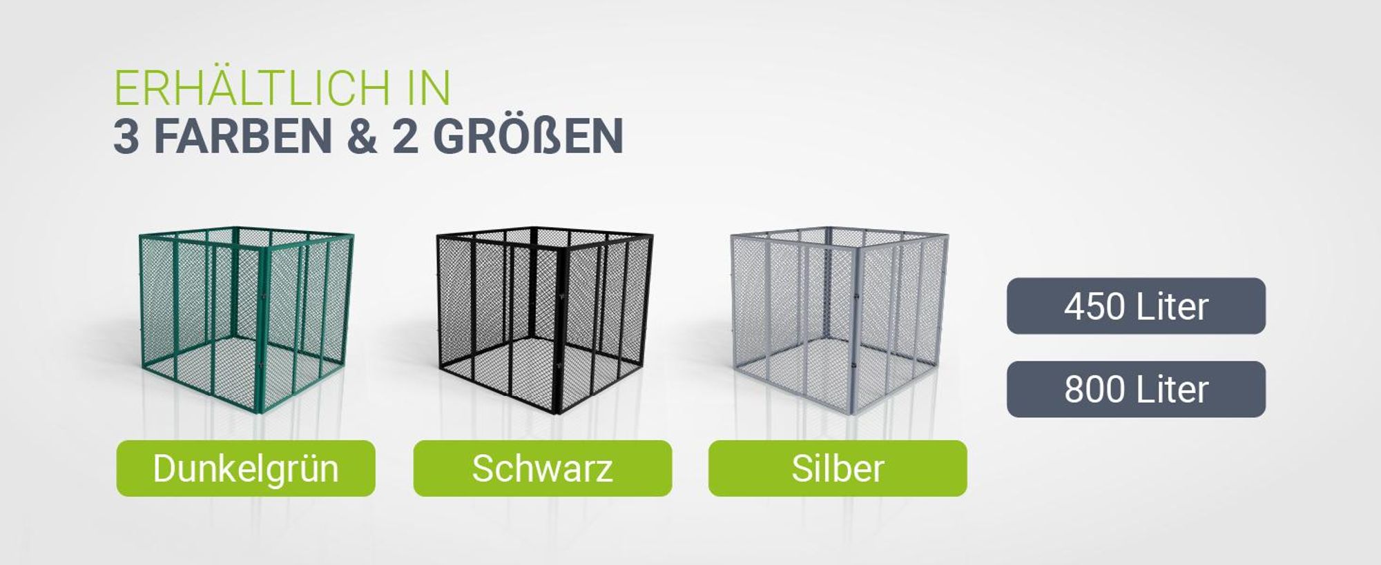 Juskys Metall Komposter 800 L, stabil, wetterfest & kompaktes Stecksystem – Silber
