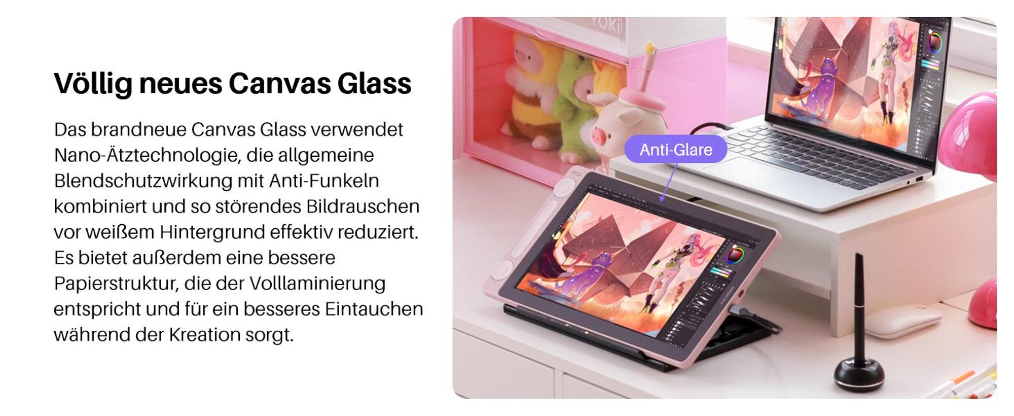HUION Kamvas 13 Gen 3 Grafiktablett mit Display, 13,3-Zoll-Zeichenmonitor aus Canvas-Glas, 99% sRGB-Abdeckung, neues PenTech 4.0, 16384 Stiftdruck
