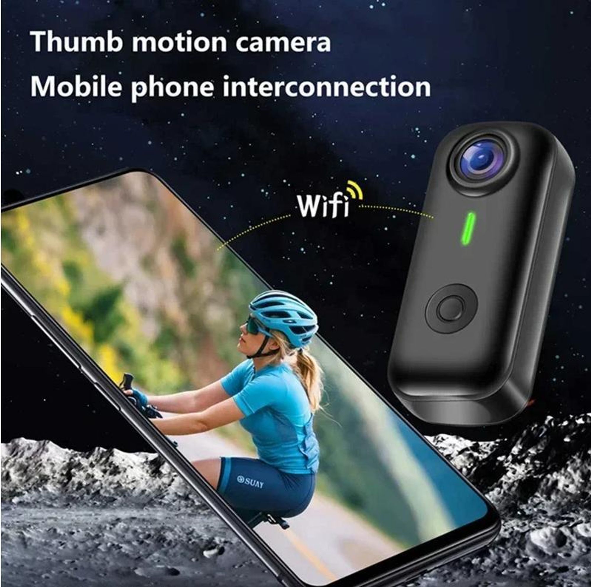 Magnetische Mini-Sportkamera Daumenkamera 120°-Weitwinkel intelligente Bildstabilisierung für Radfahren Vlogs Motorradfahren und Schulaufnahmen, schwarz