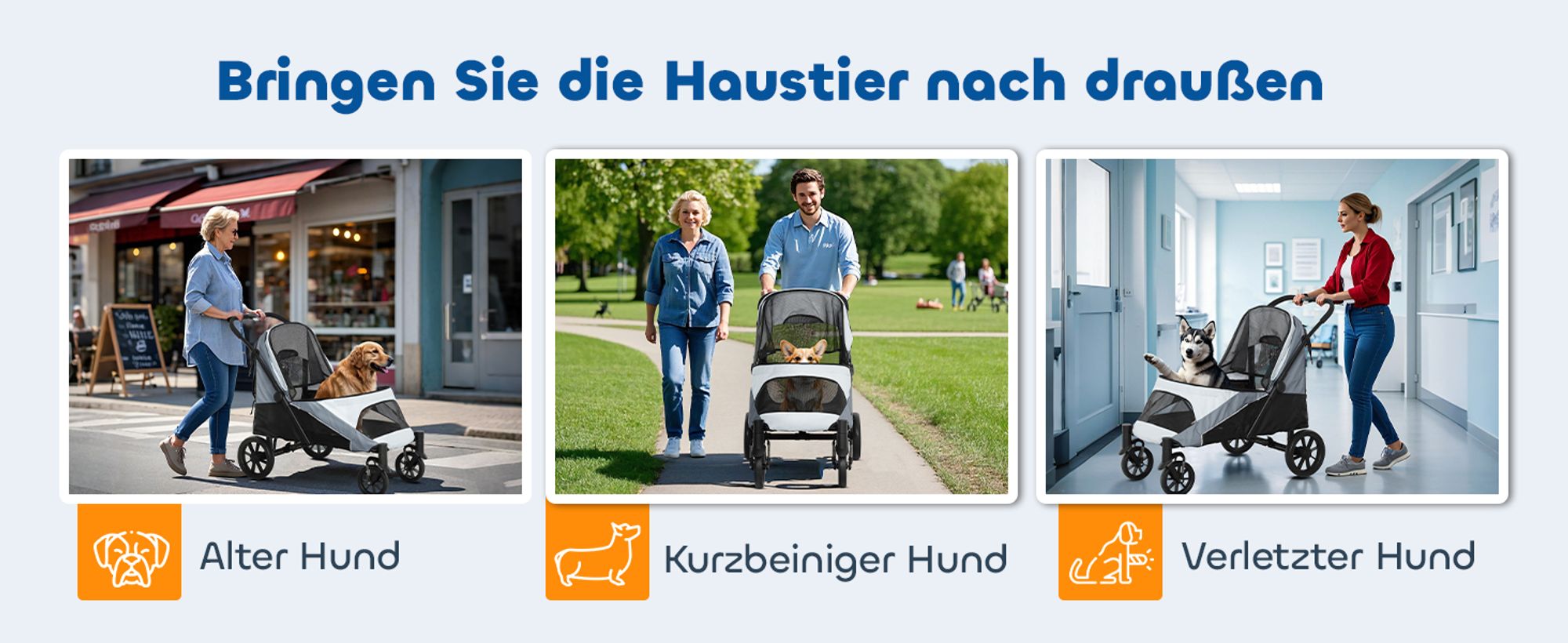 PawHut Hundewagen Hundebuggy klappbar für mittelgroße Hunde & Katzen bis 25 kg