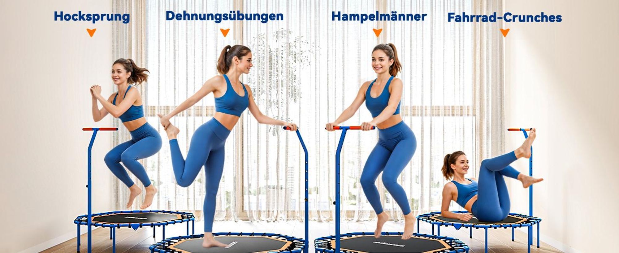 SPORTNOW Fitness Trampolin klappbar Ø128 cm Mini Trampoline mit Haltegriff