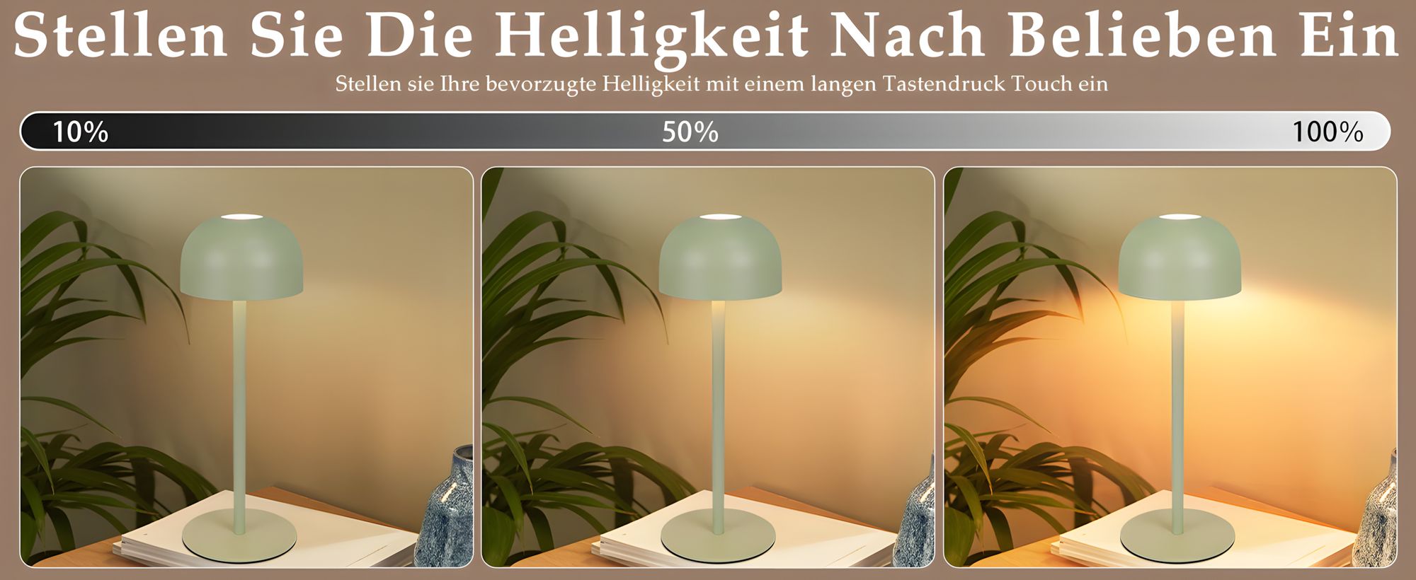 ZMH 2ER LED nachttischlampe Touch Dimmbar Tischleuchte Grün Kabellos USB Tischlampe Akku mit 3 Farbtemperaturen Aufladbar Höhenverstellbar