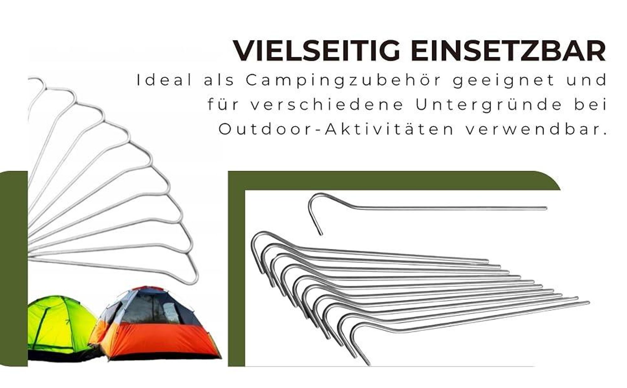20 Stück Heringe Erdnagel Ø 4 mm Stahl Verzinkt Bodenanker Zeltheringe 18 cm Zeltnagel Erdnägel