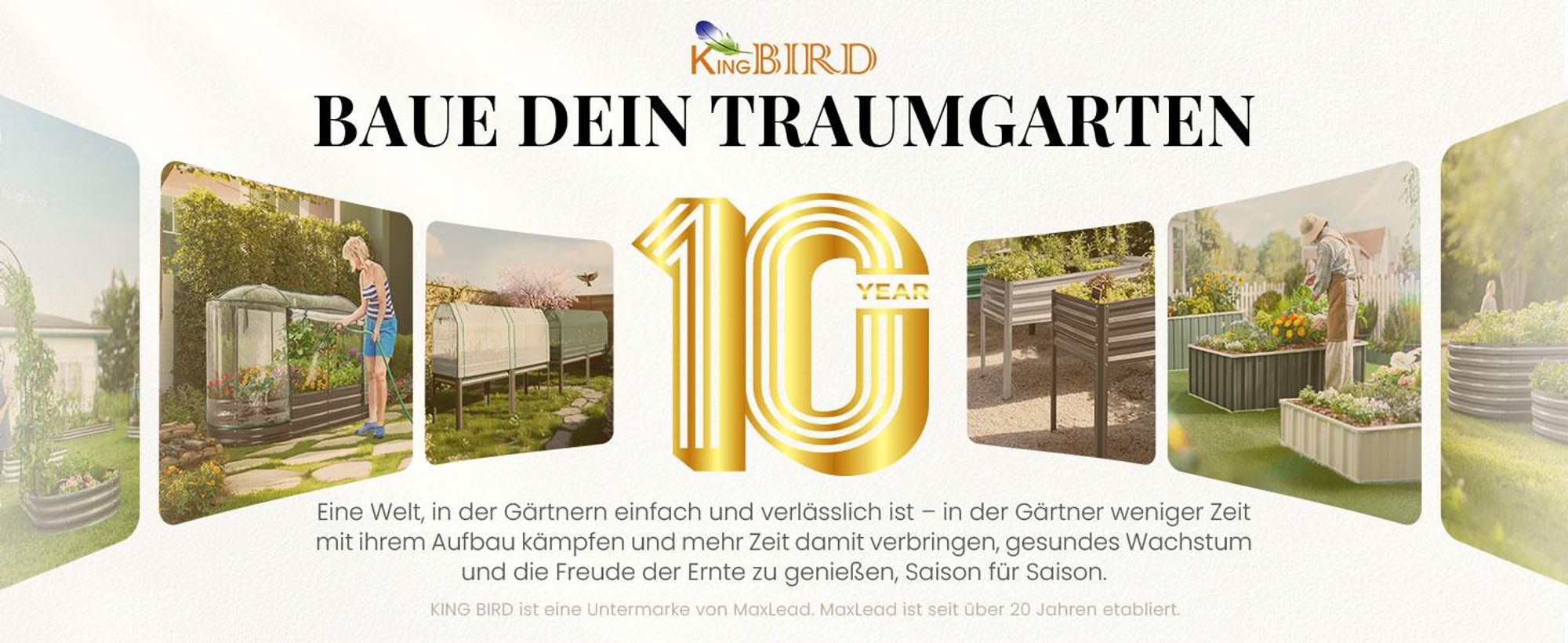 KING BIRD Hochbeet Metall 174x90x30cm,Pflanzkübel Blumenkasten mit 8 T-Etiketten&Handschuhen,Pflanzkasten für Garten aus Verzinktem Stahl,Grau